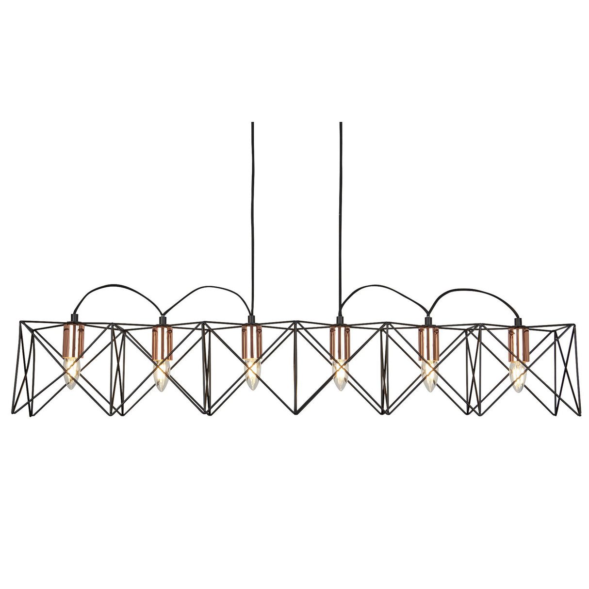 Anthea 6Lt Pendant - Black Metal & Copper