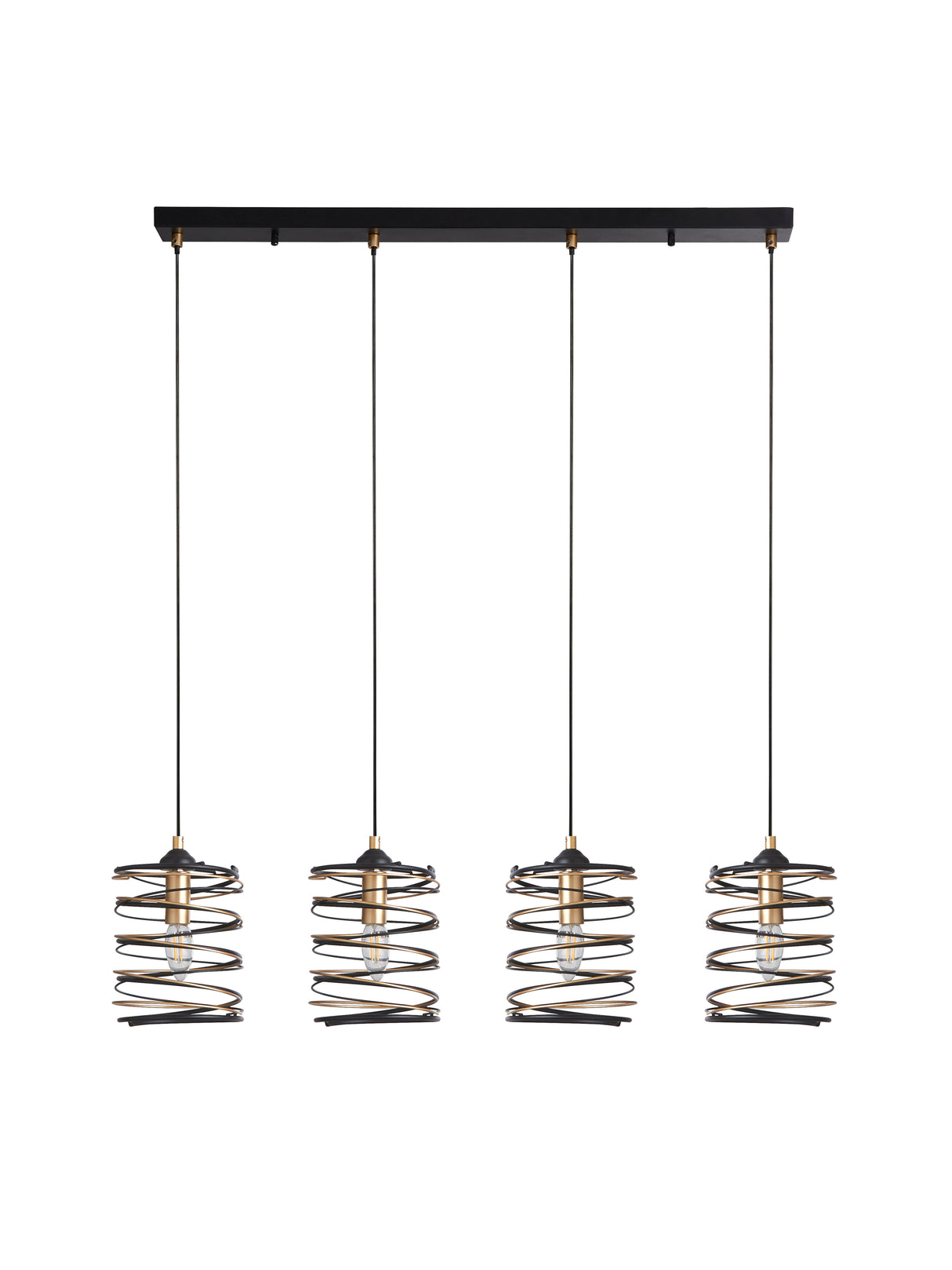 Searchlight Electric Spring 4Lt Bar Pendant - Black Metal & Gold 85583-4BGO
