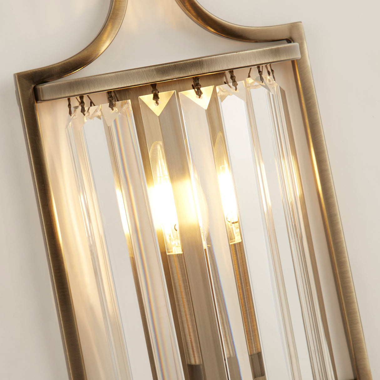 Searchlight Electric Victoria Wall Light - Antique Brass Metal & Clear Crystal 8571AB