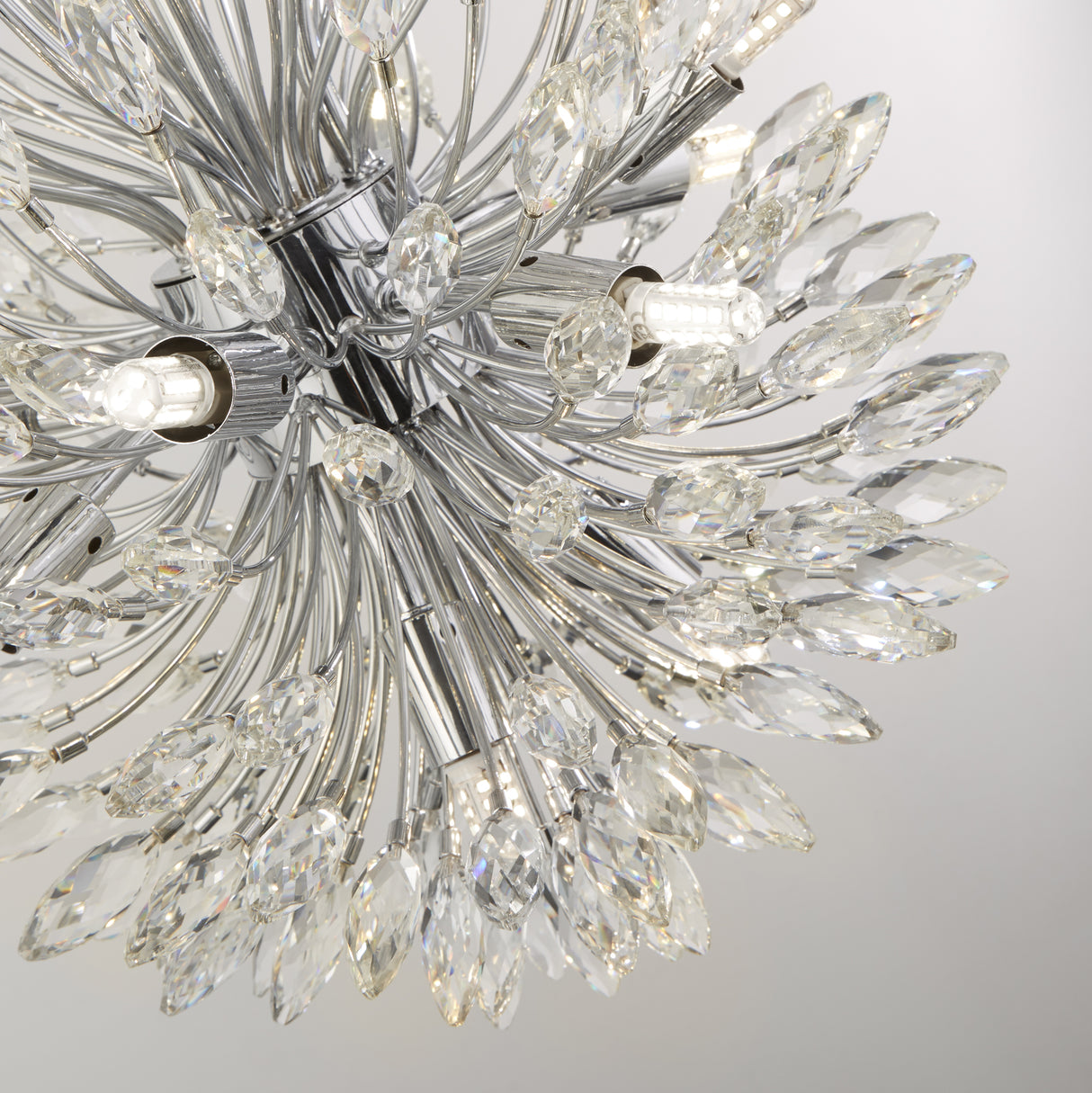 Searchlight Electric Peacock 14Lt Pendant - Chrome Metal & Crystal 86012-14CC