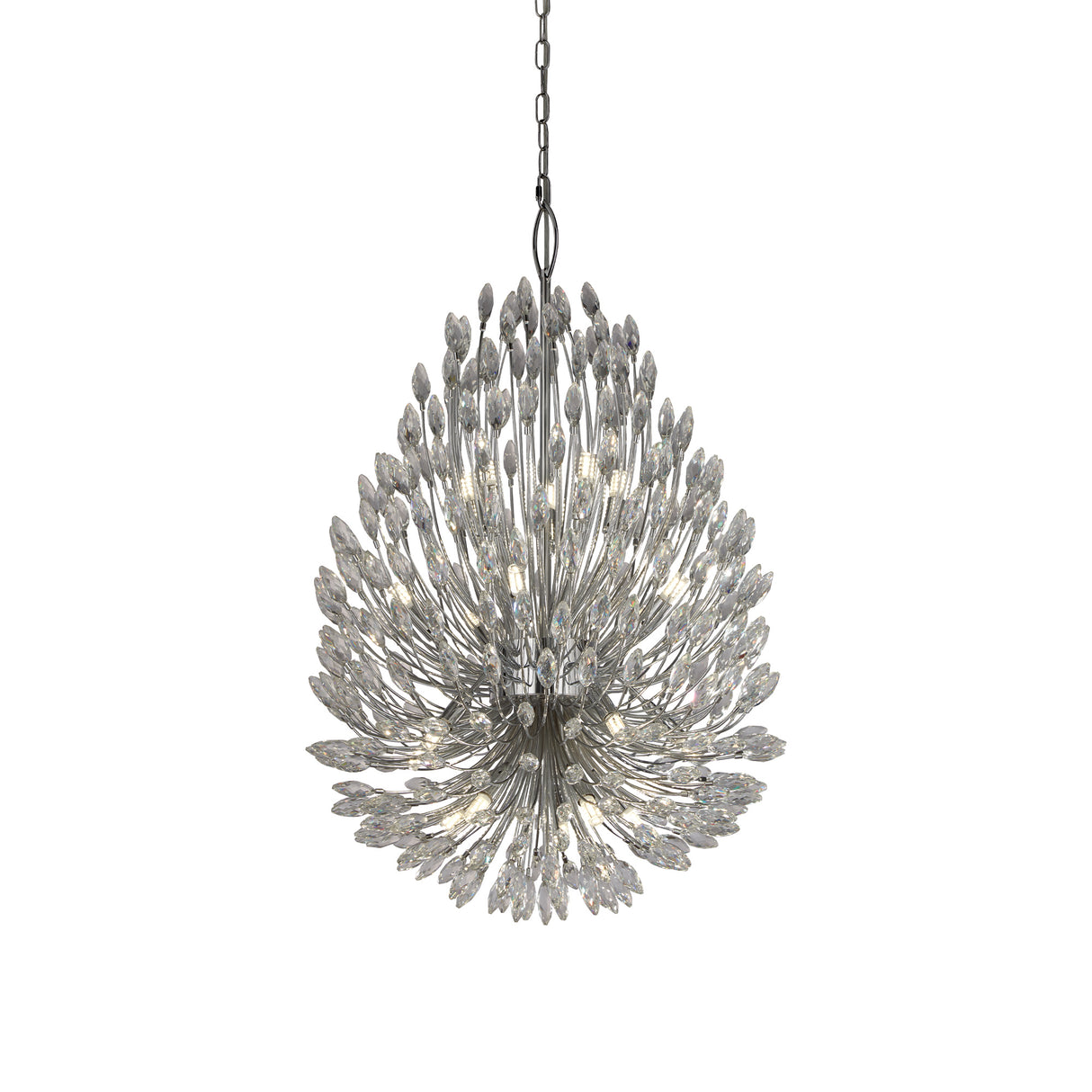 Peacock 20Lt Pendant - Chrome Metal & Crystal