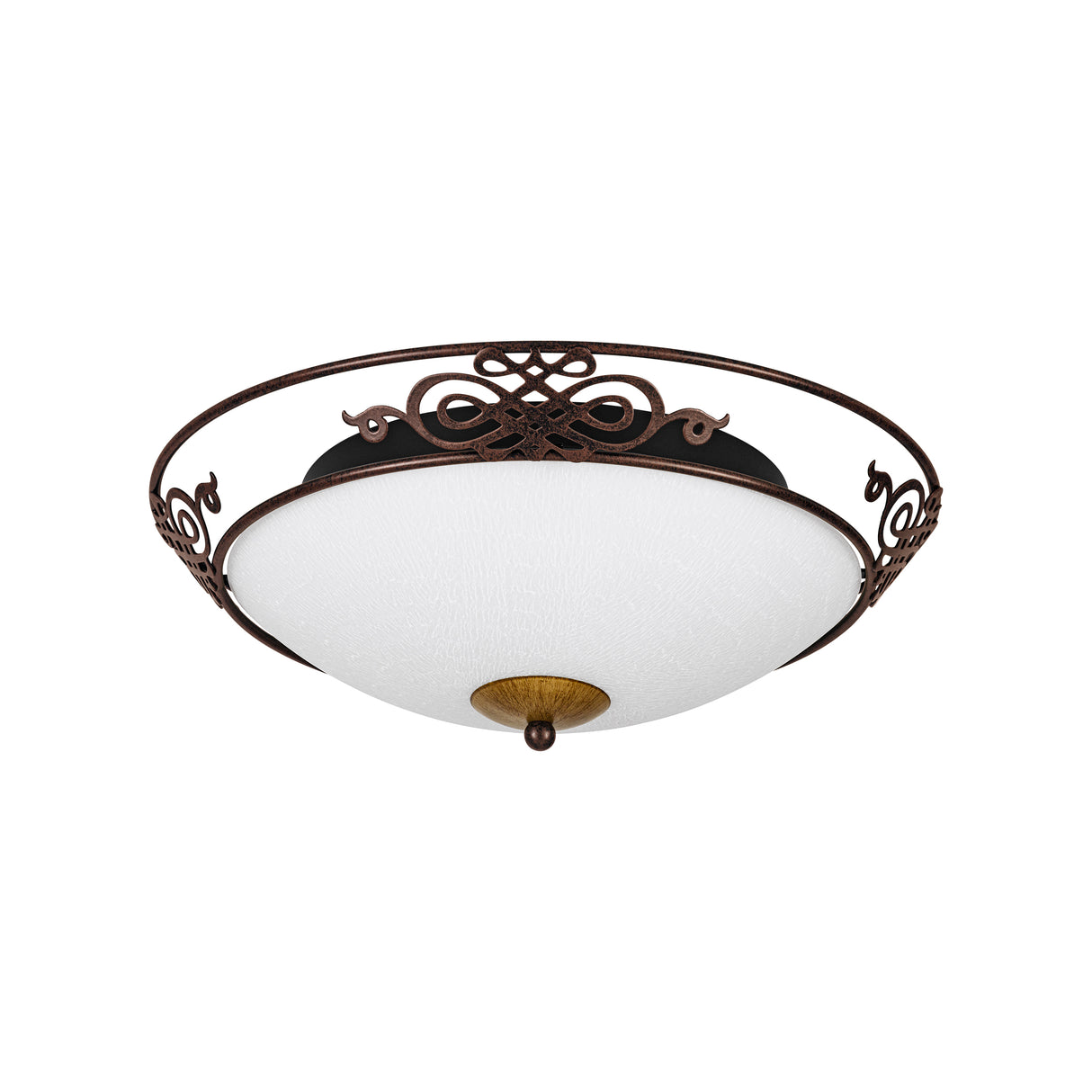 Eglo EU MESTRE Wall or Ceiling Light – Antique Brown & Gold Finish, Beige Glass, E27, Indoor Lighting