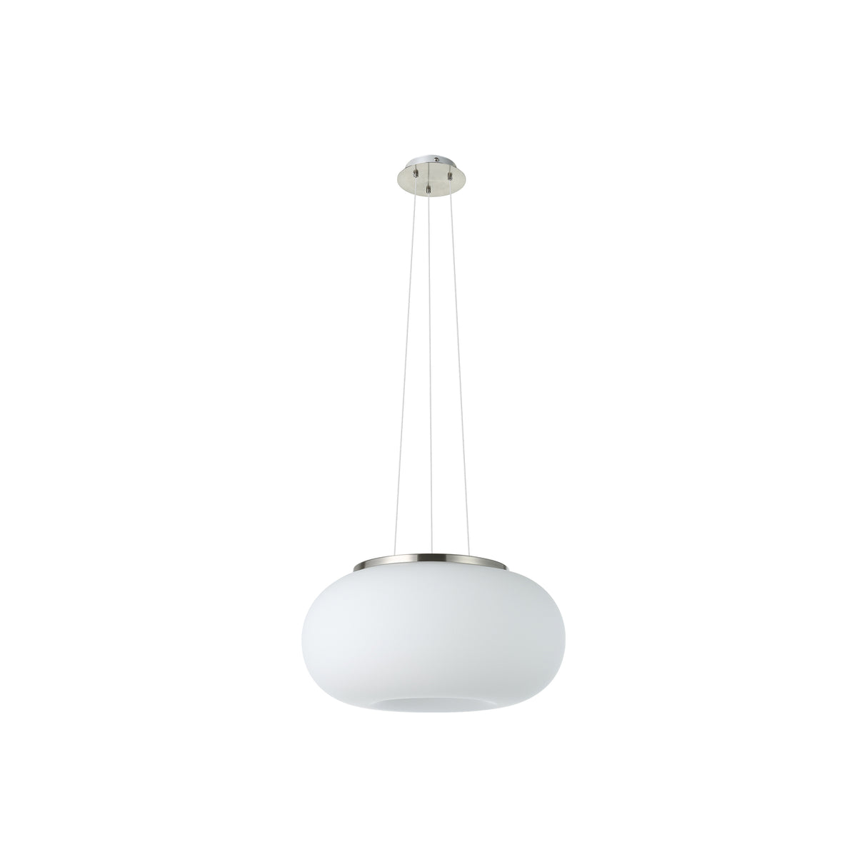Eglo EU OPTICA Pendant Ceiling Light – Satin Nickel & Opal Glass, E27, Height Adjustable, Indoor Lighting