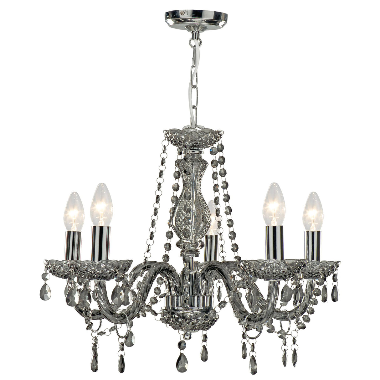 Marie Therese 5Lt Pendant - Smoked Grey Glass