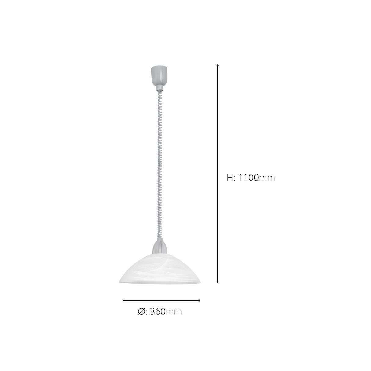 Eglo EU Lord 2 Plastic & Glass Grey Height-Adjustable Single Pendant
