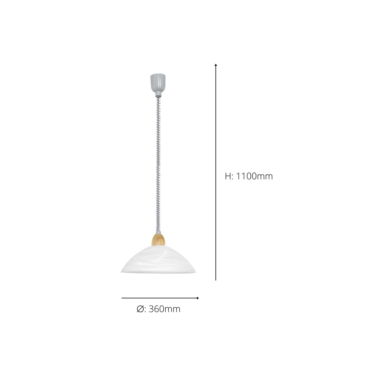 Eglo EU Lord 2 Plastic & Glass Silver Height-Adjustable Single Pendant