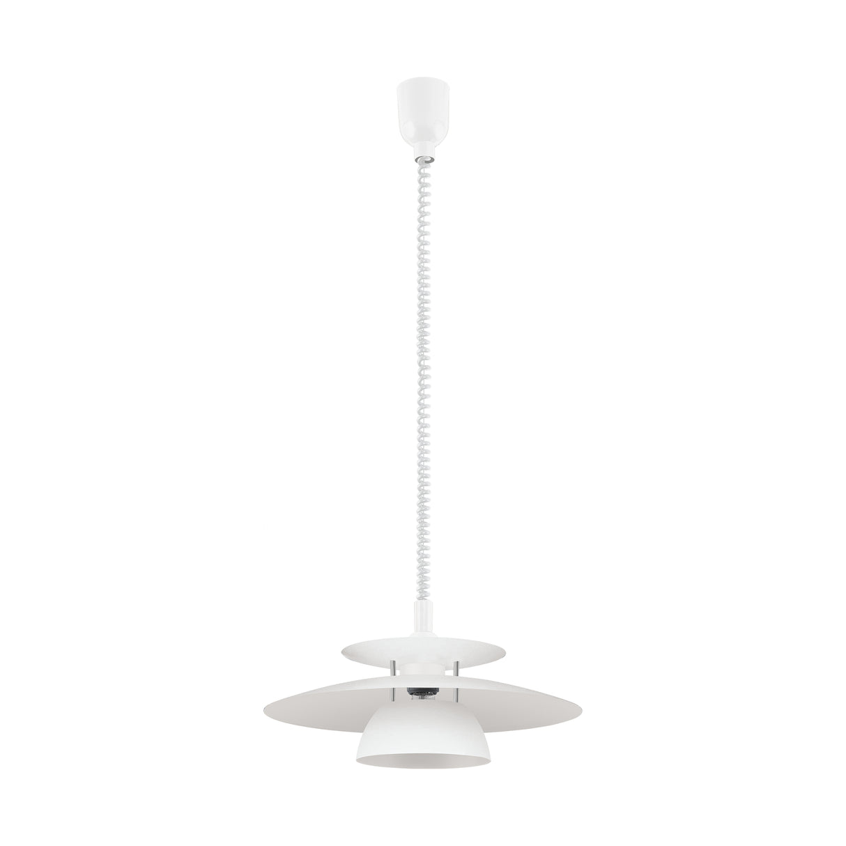 Eglo EU Brenda Pendant Ceiling Light – White & Chrome Finish, Height Adjustable, E27, Indoor Lighting