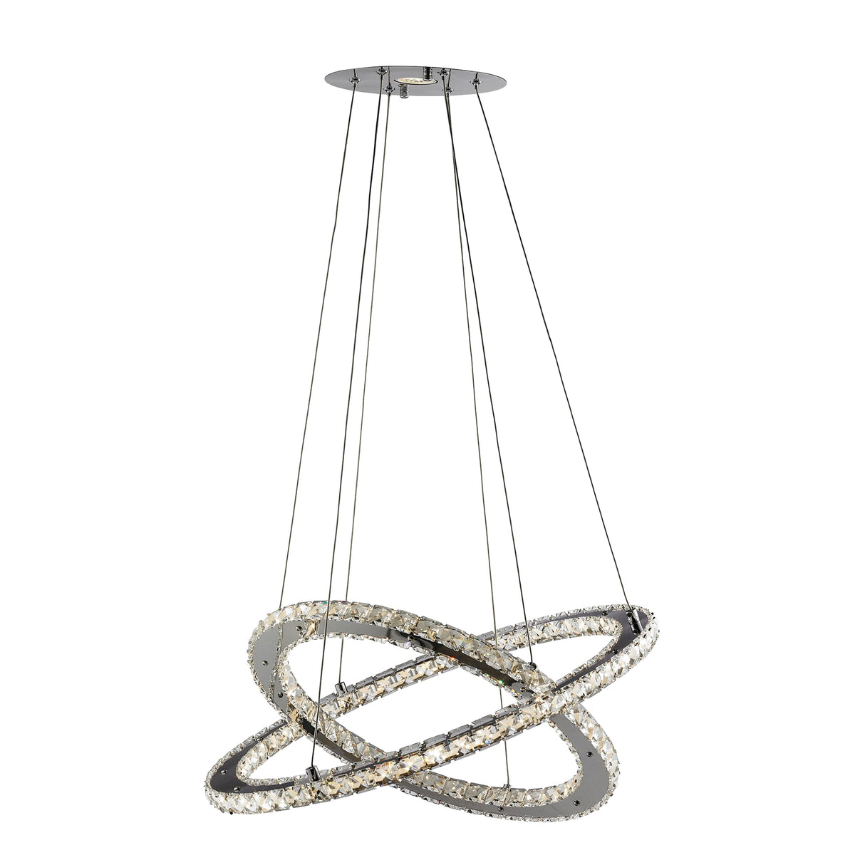 Clover 2Lt LED Ring Pendant - Chrome & Clear Glass