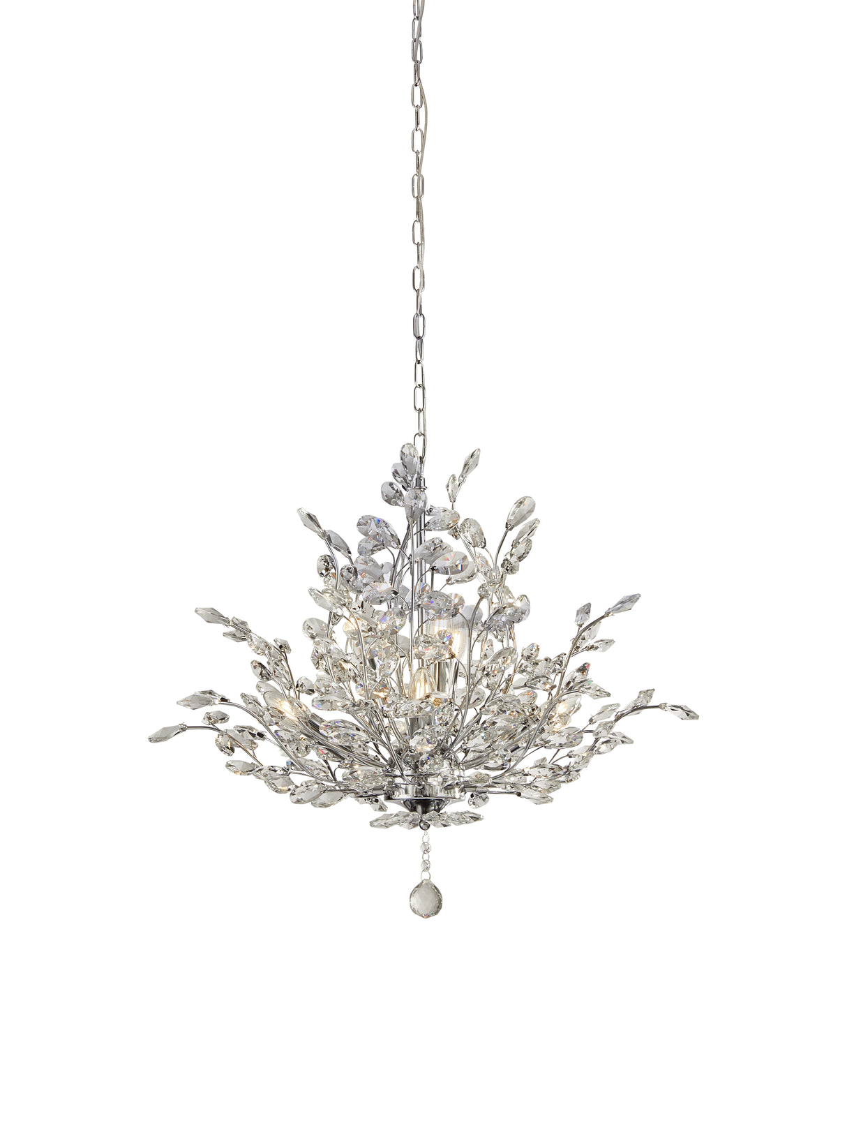 Bouquet 7Lt Pendant - Chrome Metal & Crystal