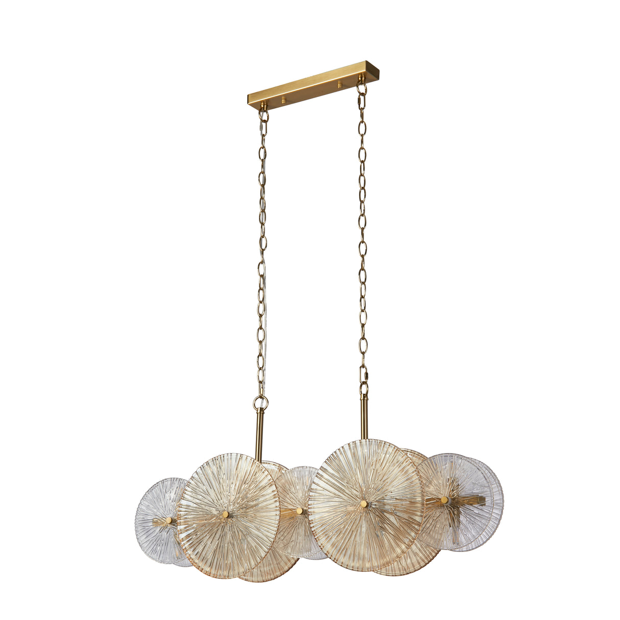 Searchlight Electric Wagon Wheel 10Lt Bar Pendant -Bronze Metal,Clear/Amber Glass 88210-10BZ