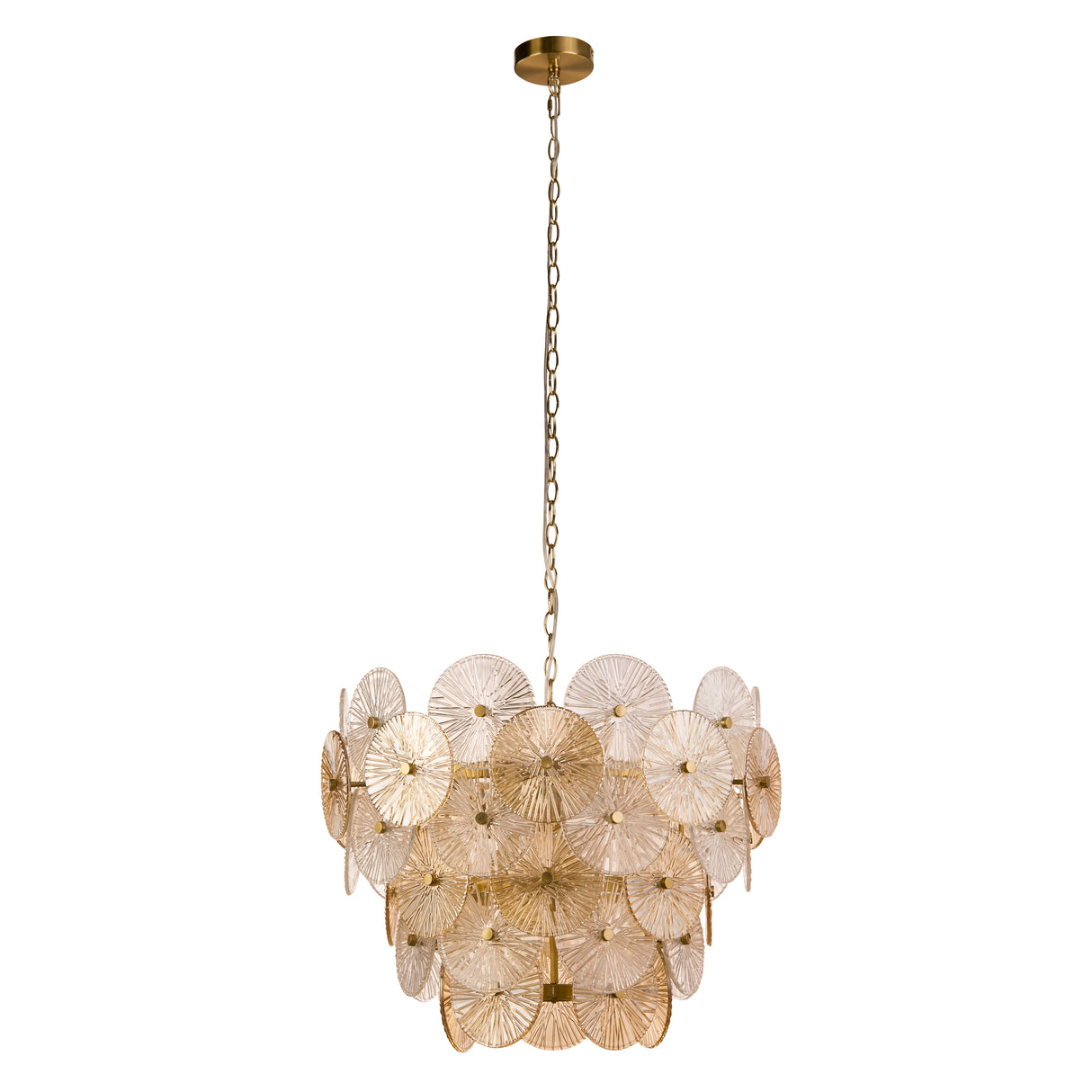 Searchlight Electric Wagon Wheel 9Lt Pendant - Bronze Metal, Clear & Amber Glass 88210-9BZ