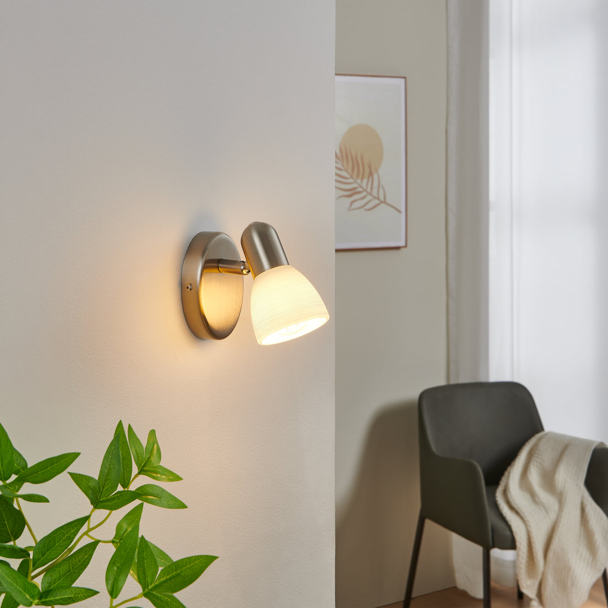 Eglo EU Dakar 1 Satin Nickel Steel & Glass Classic Design Single Spotlight
