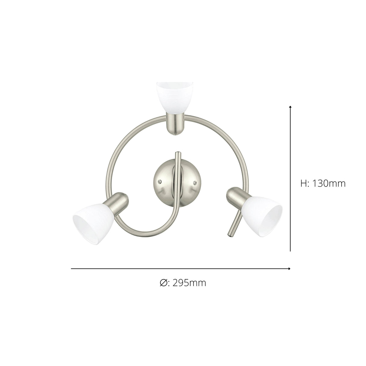 Eglo EU Dakar 1 Satin Nickel Steel & Glass Classic Design 3-Light Ceiling Light