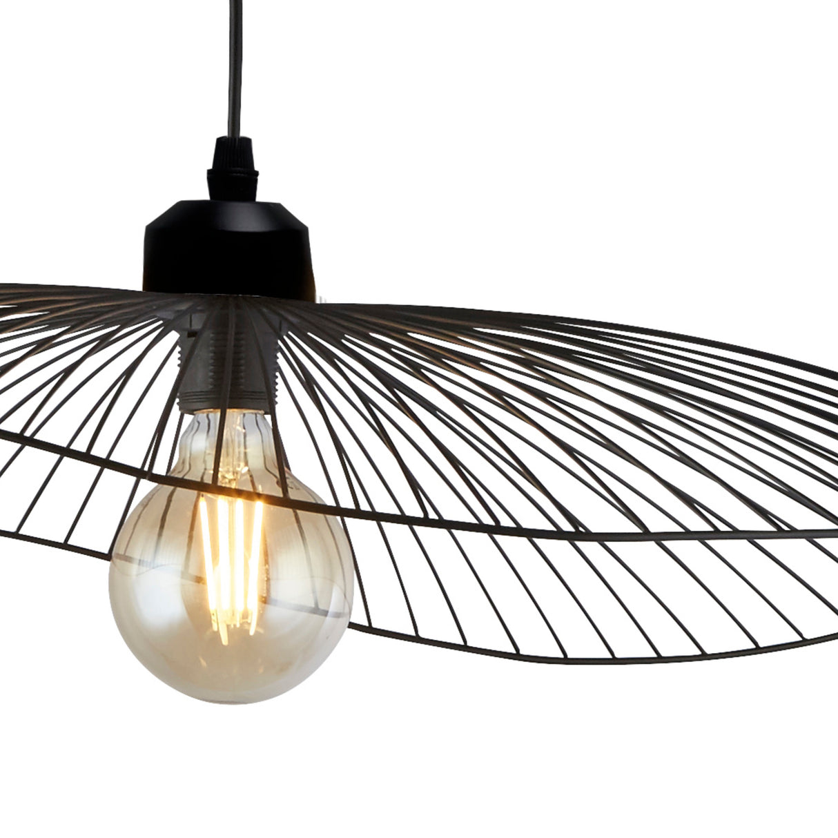 Searchlight Electric Wave Pendant Convertible to Flush - Black Metal 88550BK