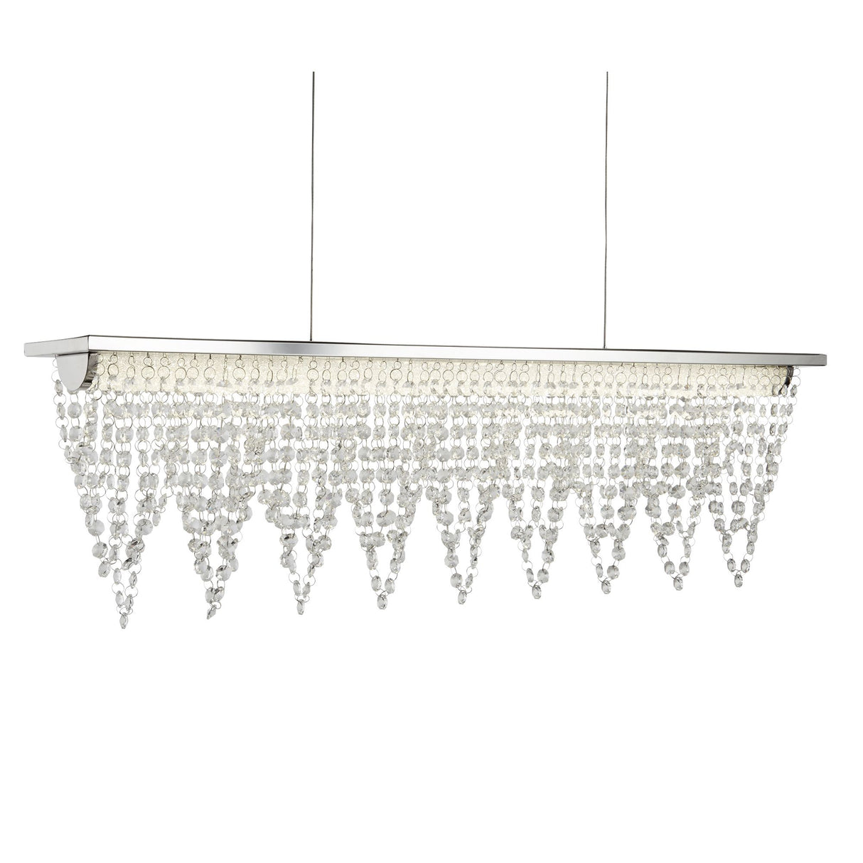 Drape LED Bar Pendant - Chrome Metal & Clear Crystal