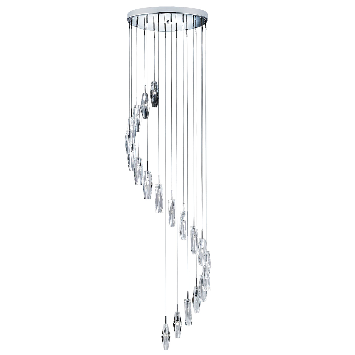 Sculptured Ice 20Lt Multi-Drop Pendant-Chrome, Clear Crystal