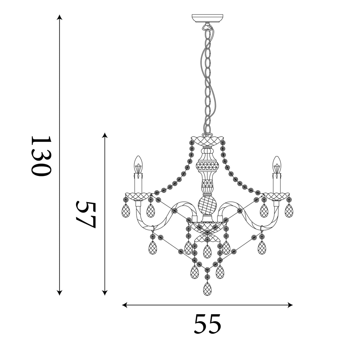Searchlight Electric Marie Therese 5Lt Pendant - Clear Glass & Acrylic 8885-5CL