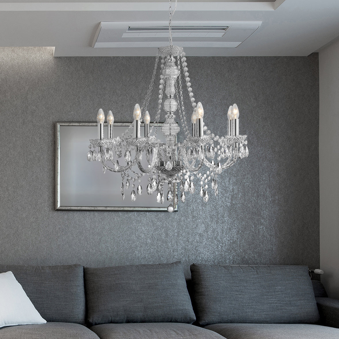 Searchlight Electric Marie Therese 8Lt Pendant - Clear Glass & Acrylic 8888-8CL