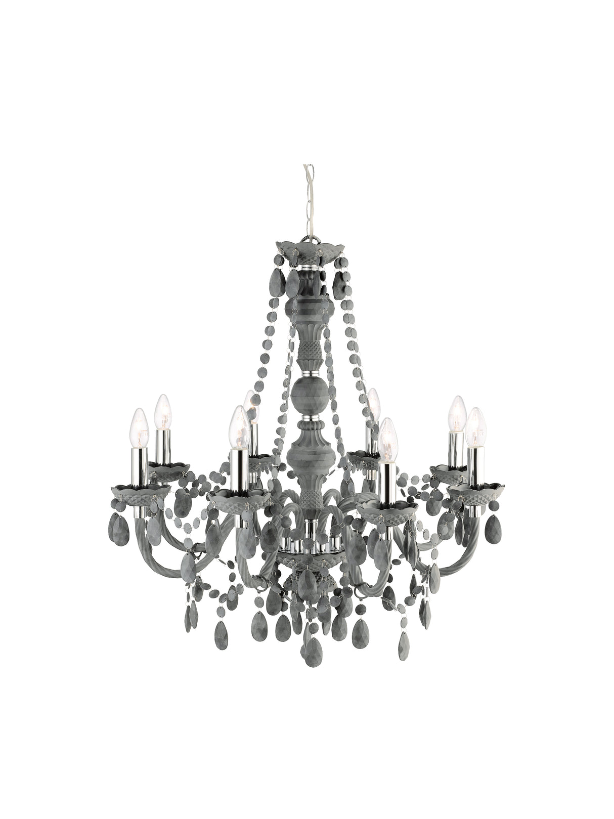 Marie Therese 8Lt Pendant - Grey Glass & Acrylic