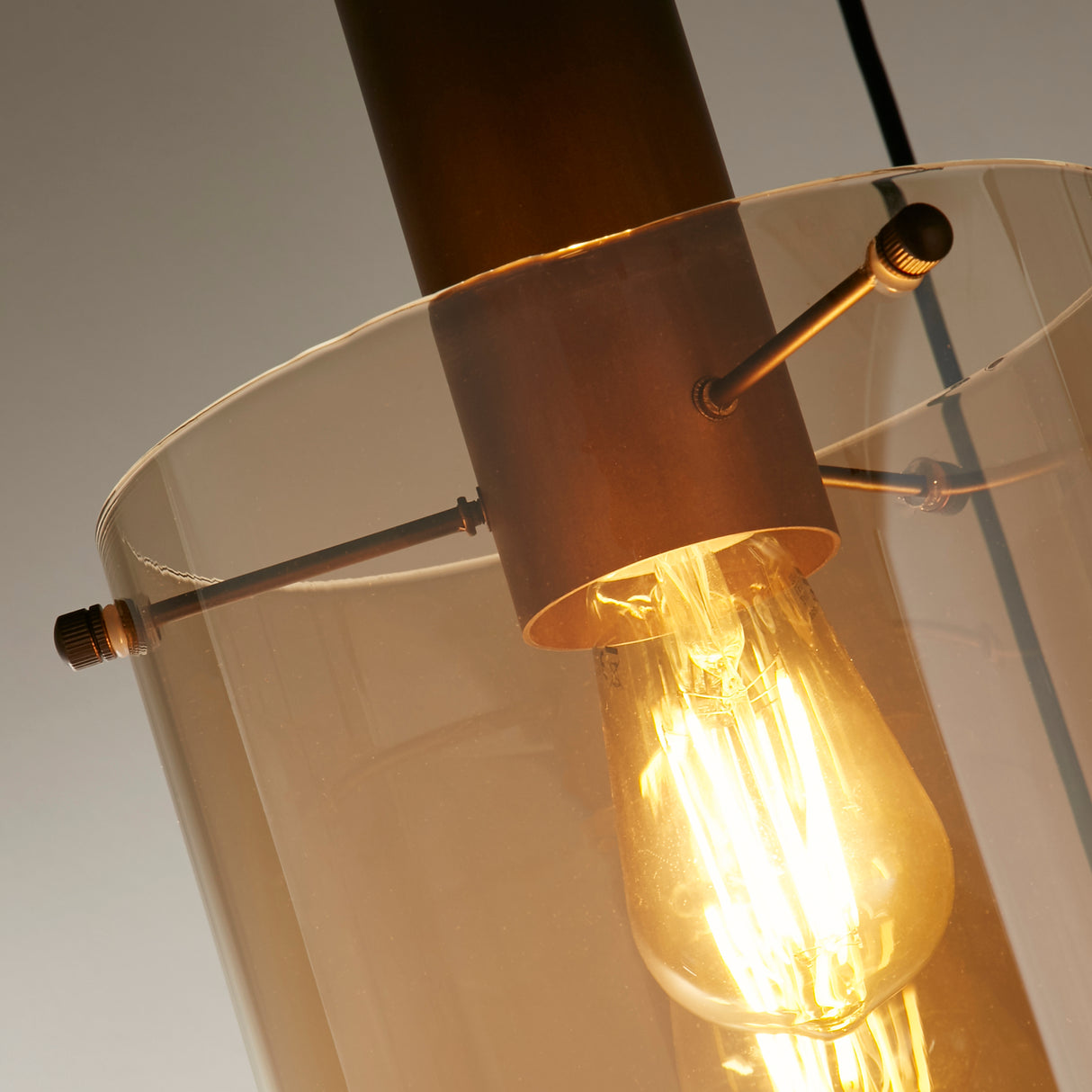 Searchlight Electric Sweden 3Lt Multi-Drop Pendant - Mocha Metal & Amber Glass 88910-3MO
