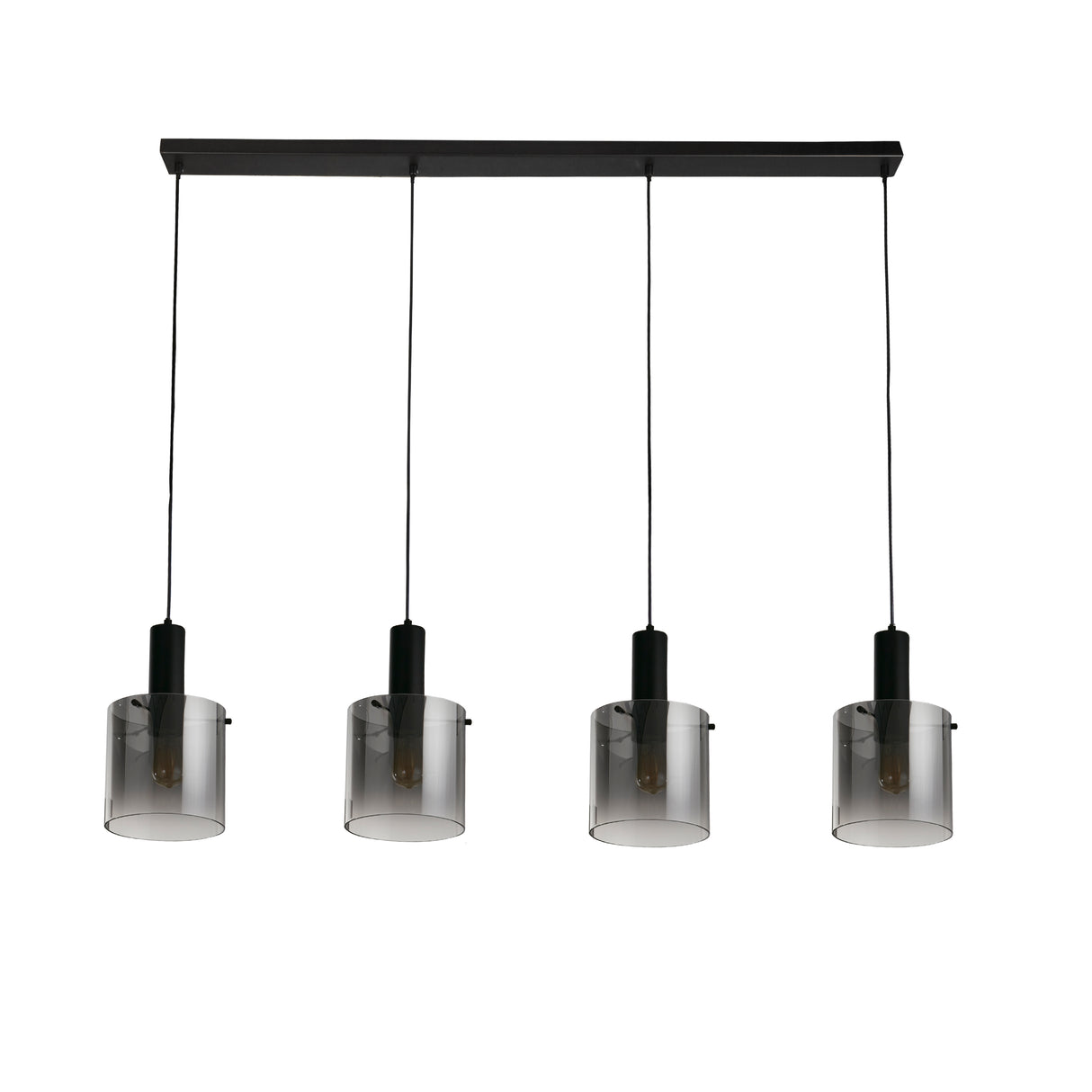Searchlight Electric Sweden 4Lt Bar Pendant - Black Metal & Smoked Ombre Glass 88910-4BK