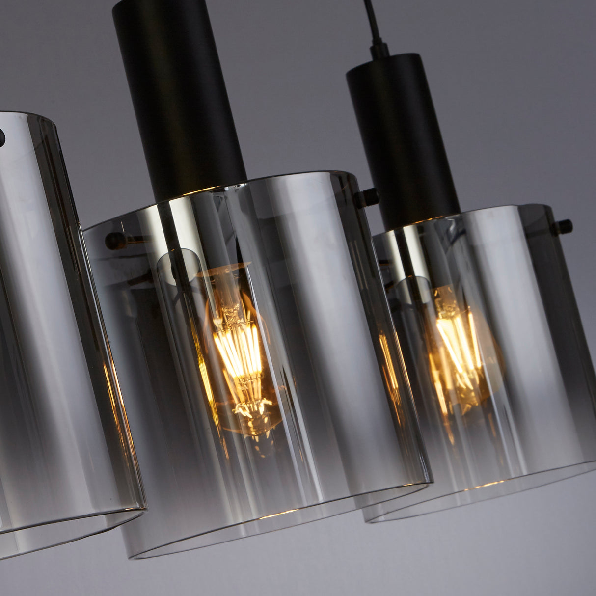 Searchlight Electric Sweden 4Lt Bar Pendant - Black Metal & Smoked Ombre Glass 88910-4BK