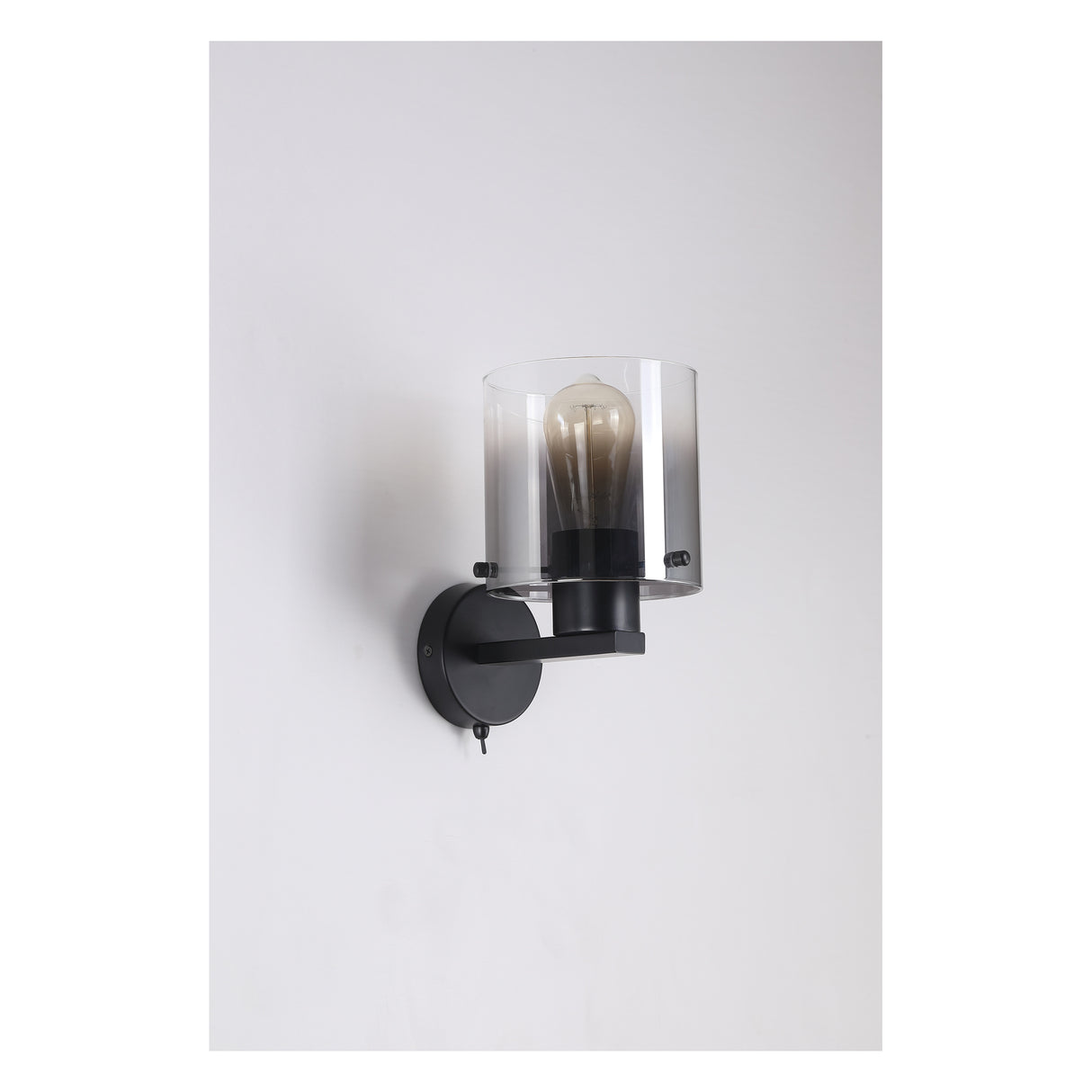 Searchlight Electric Sweden 1Lt Wall Light - Matt Black & Smoked Glass 88912-1BK