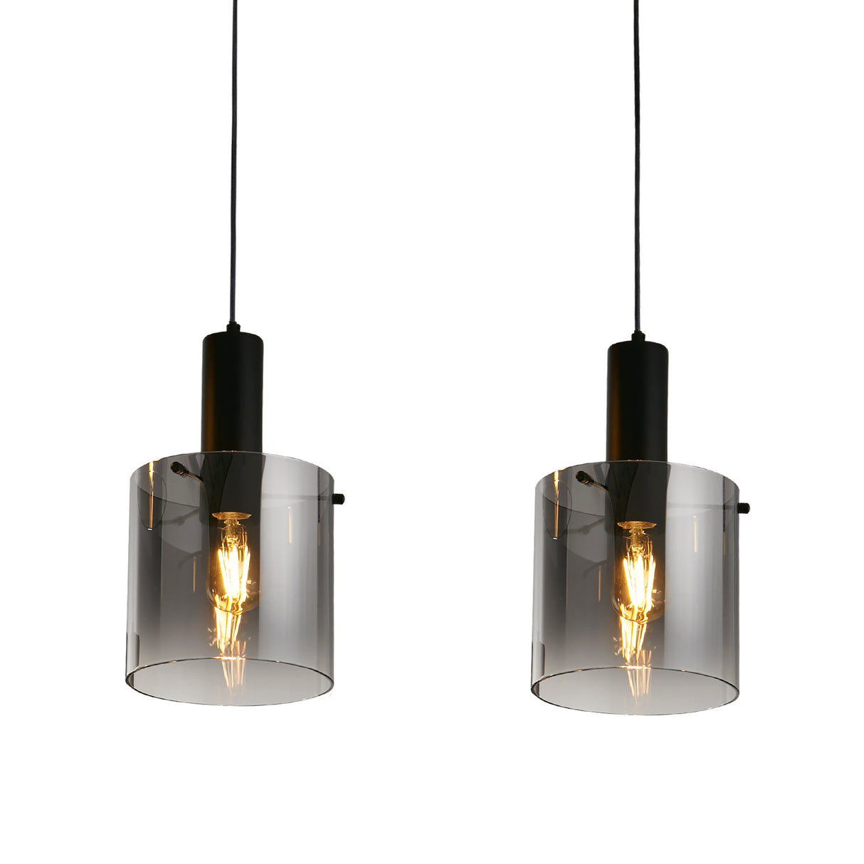 Searchlight Electric Sweden 3Lt Bar Pendant - Black Metal & Smoked Ombre Glass 88912-3BK