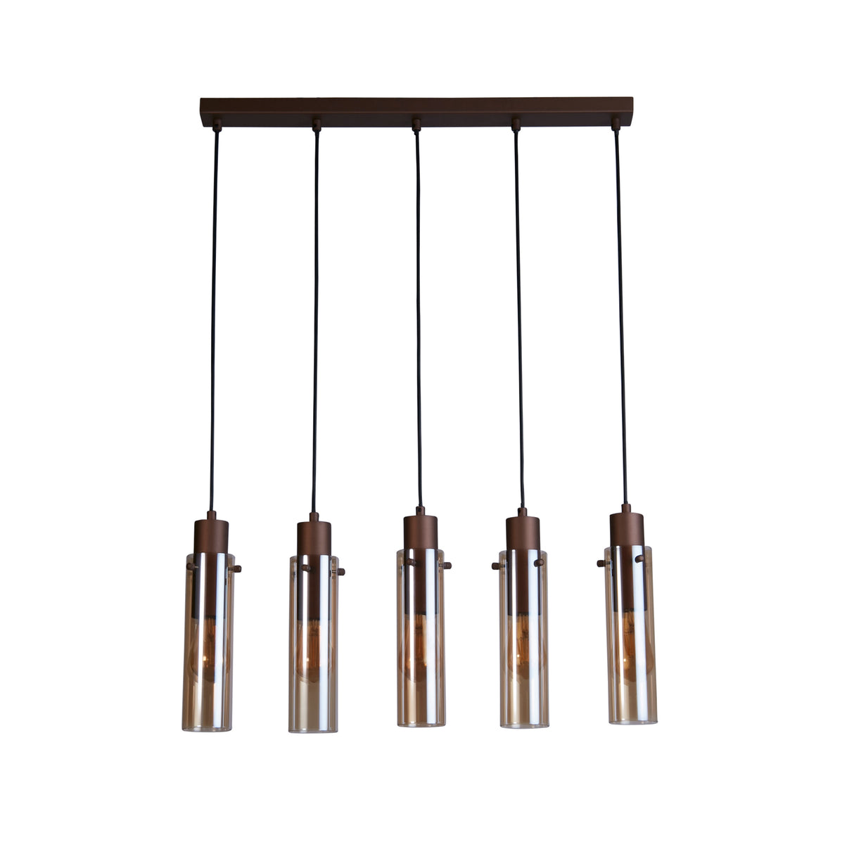Searchlight Electric Sweden II 5Lt Bar Pendant - Mocha Metal & Amber Glass 88921-5MO