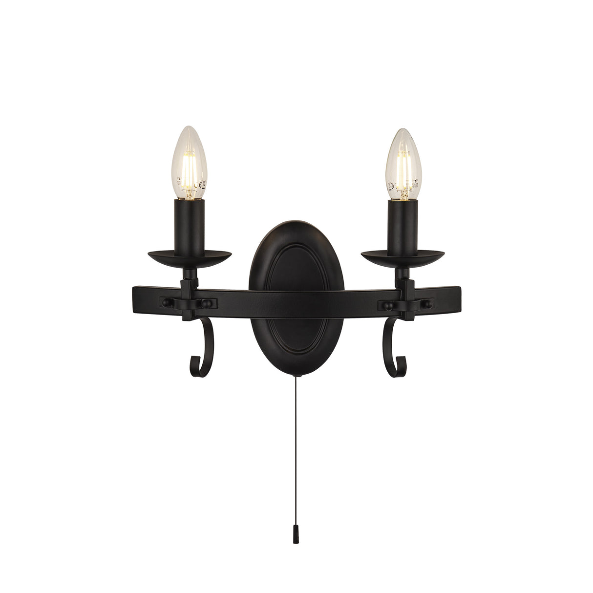 Cartwheel III 2Lt Wall Light - Black Wrought Iron