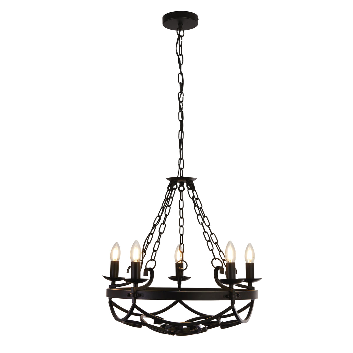 Cartwheel III 5Lt Pendant - Black Wrought Iron