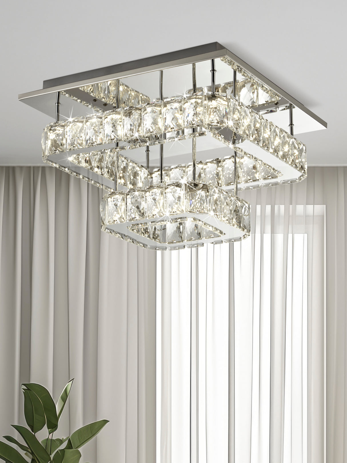 Searchlight Electric Clover 2 Tier LED Flush - Polished Chrome & Crystal 8952CC