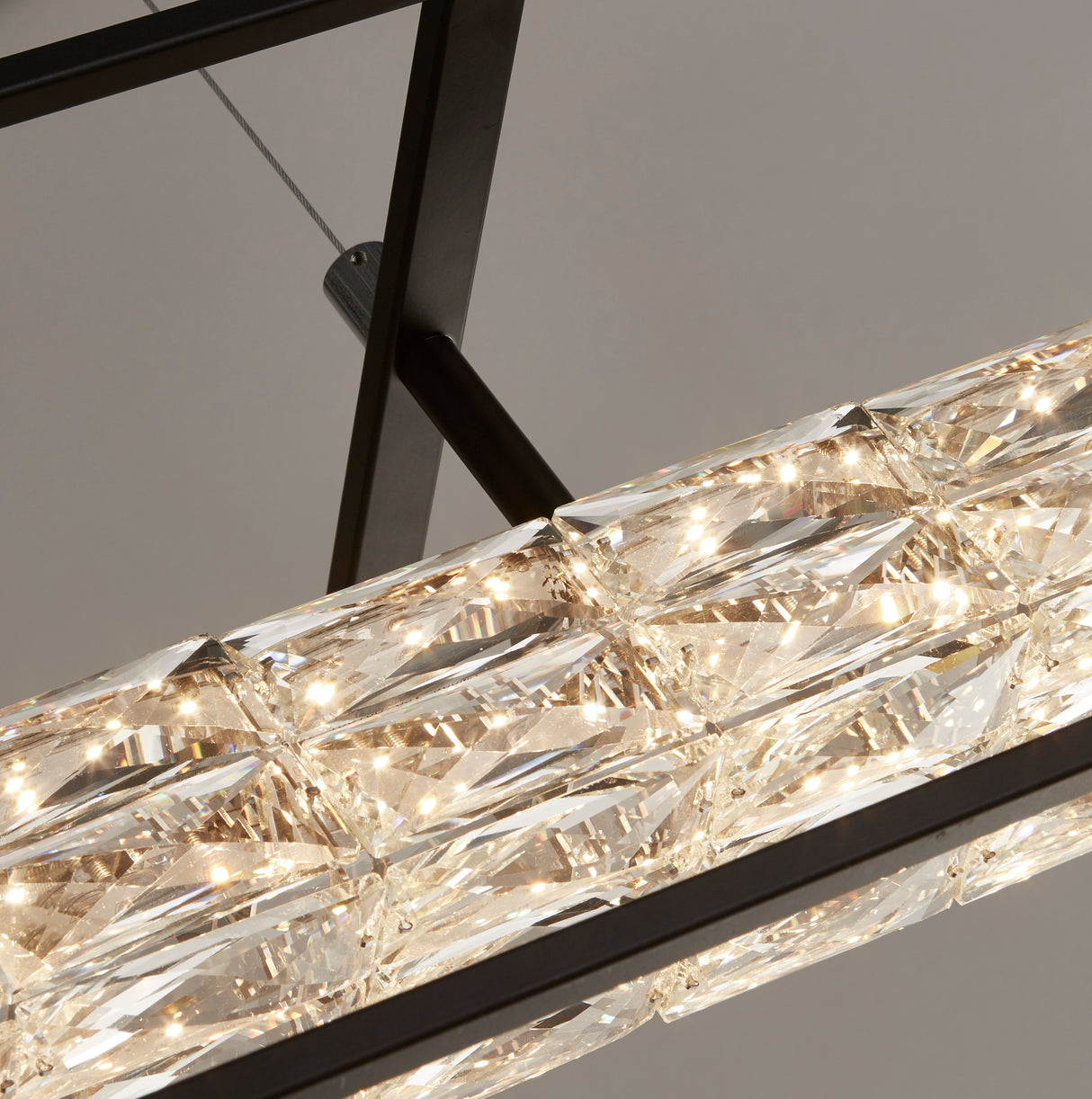 Searchlight Electric Elevator LED Pendant - Matt Black Frame & Crystal Centre 89562BK