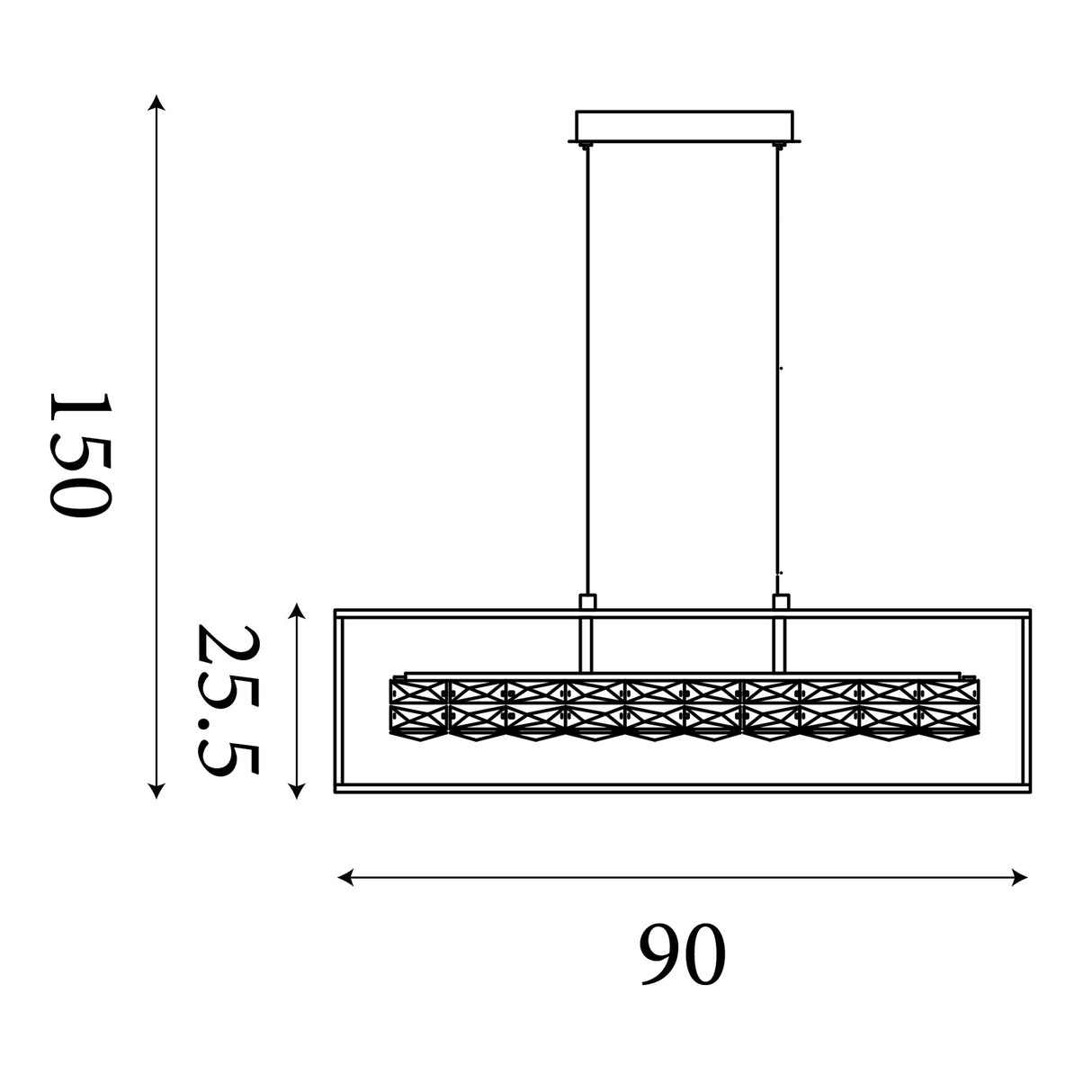 Searchlight Electric Elevator LED Pendant - Matt Black Frame & Crystal Centre 89562BK