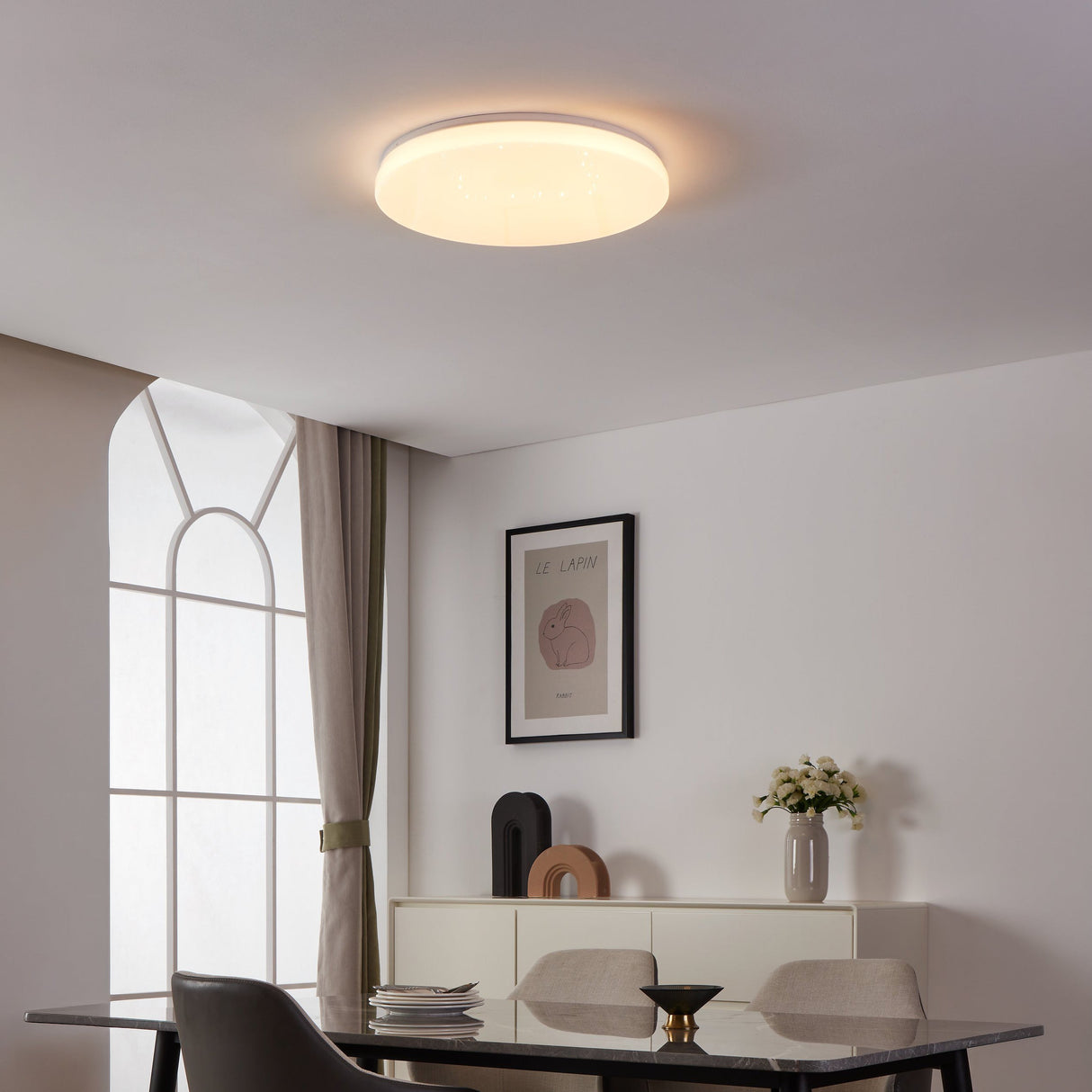 Eglo EU TOTARI?Z Smart LED Ceiling Light – White Finish, Tuneable White 2700–6500K, App & Remote Control, 530mm Indoor Light
