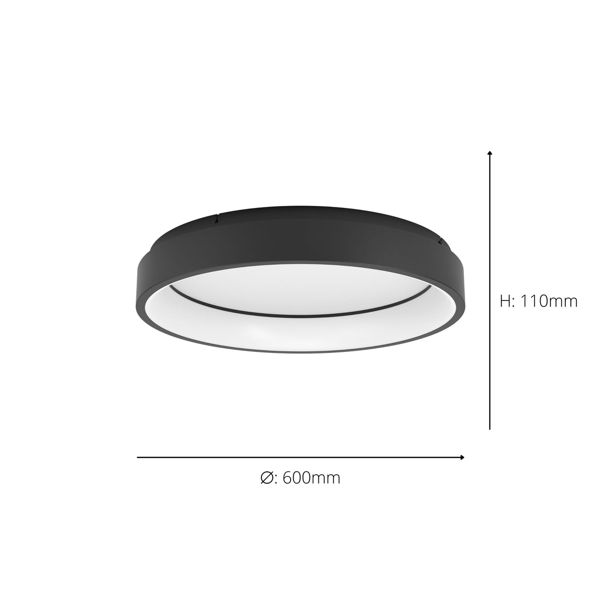 Eglo EU MARGHERA?Z Smart LED Ceiling Light – 600mm Black, RGB + Tuneable White, App & Remote Control