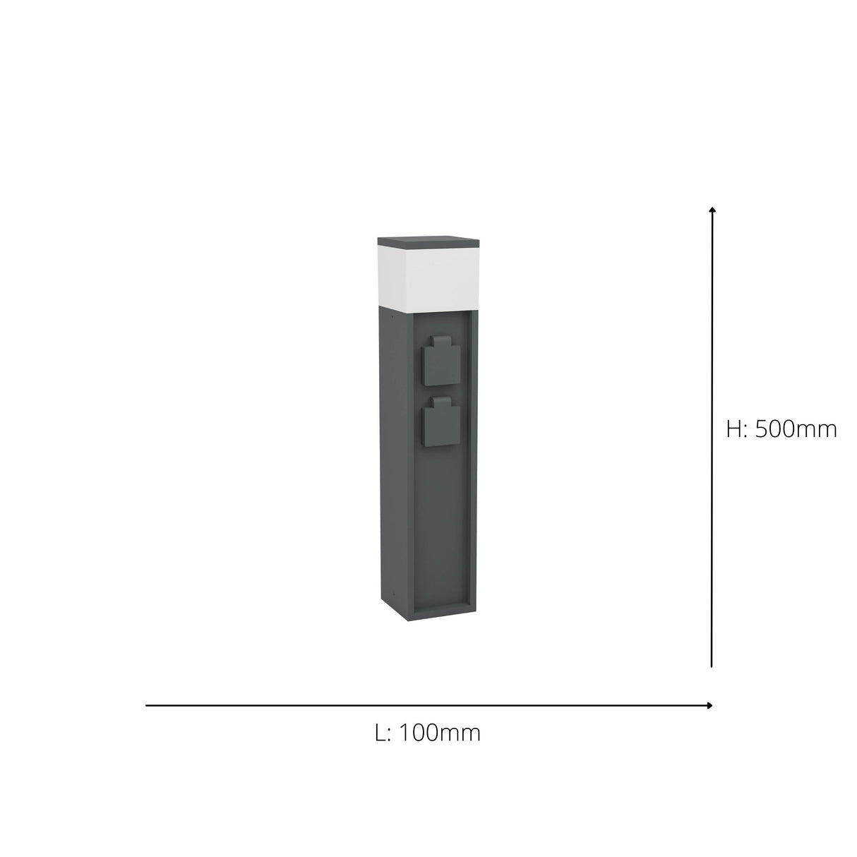 Eglo EU Park 5 Outdoor Plug Socket Light Post Black Steel Weather?Resistant Power Column, IP44 (500mm), E27