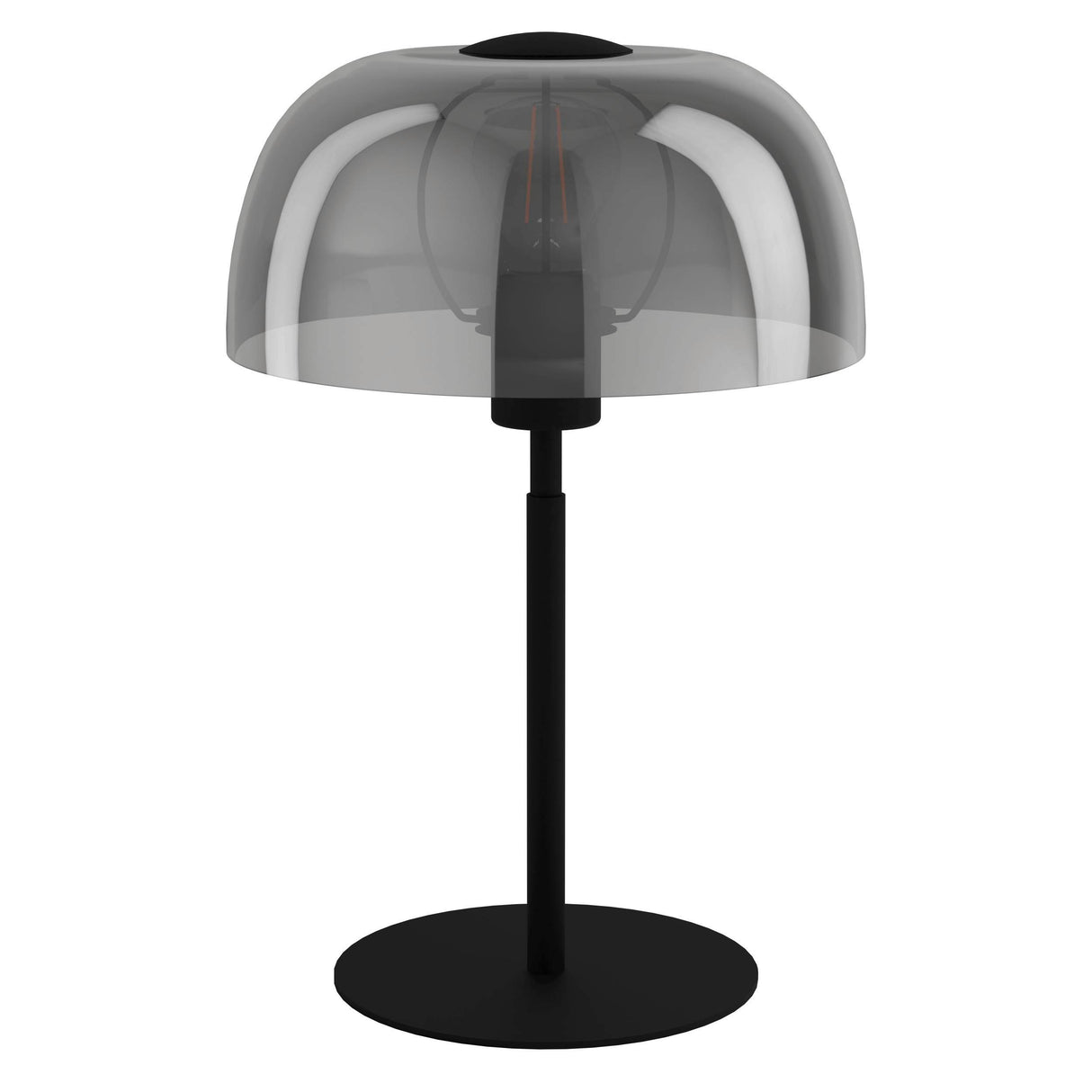 Eglo EU SOLO?2 Table Lamp – Black Steel with Smoked Glass Shade, E27, Inline Switch, Indoor Lighting