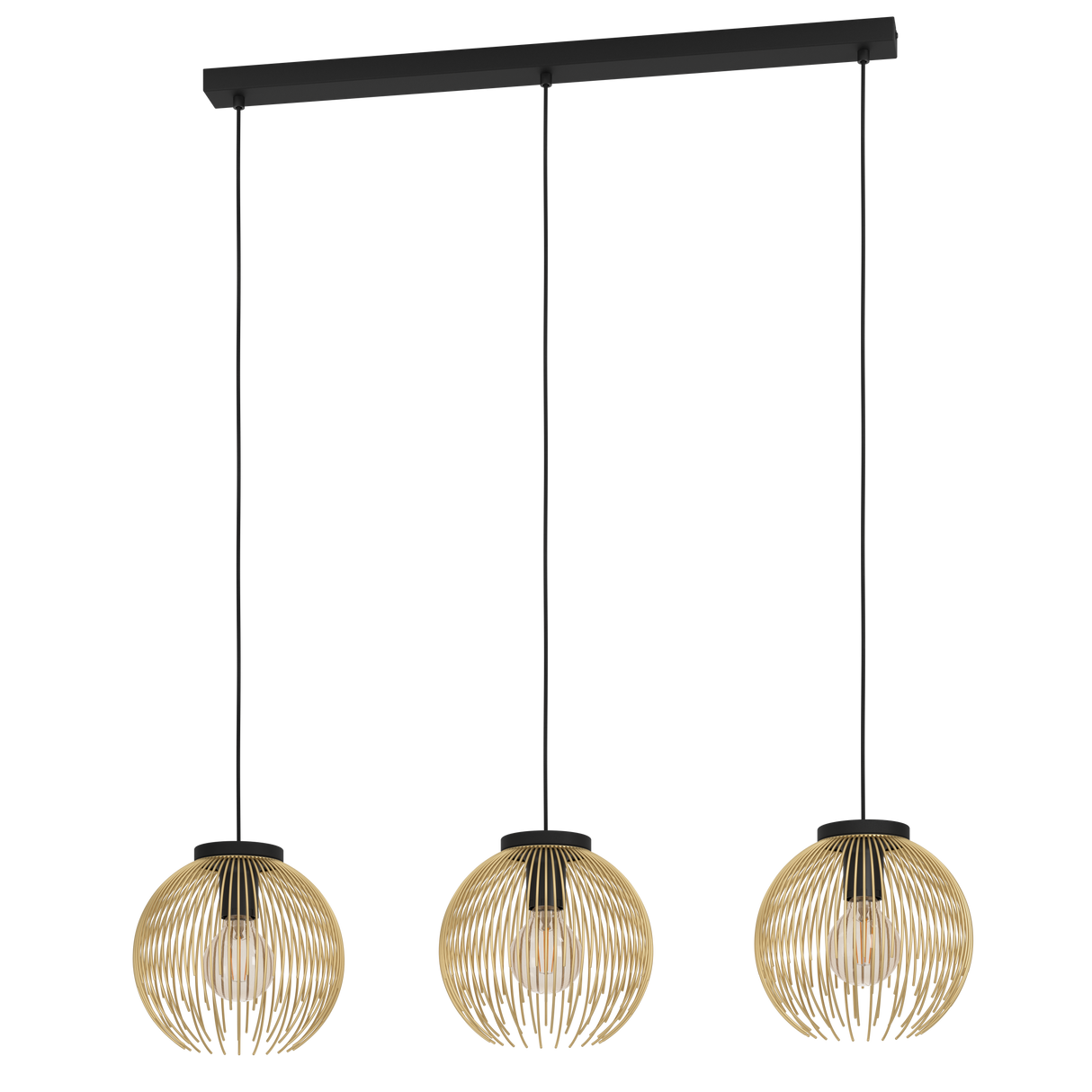 Eglo Lighting HL/3 E27 black/gold 'VENEZUELA' Pendant Lamps from the VENEZUELA range. Part Number - 900167