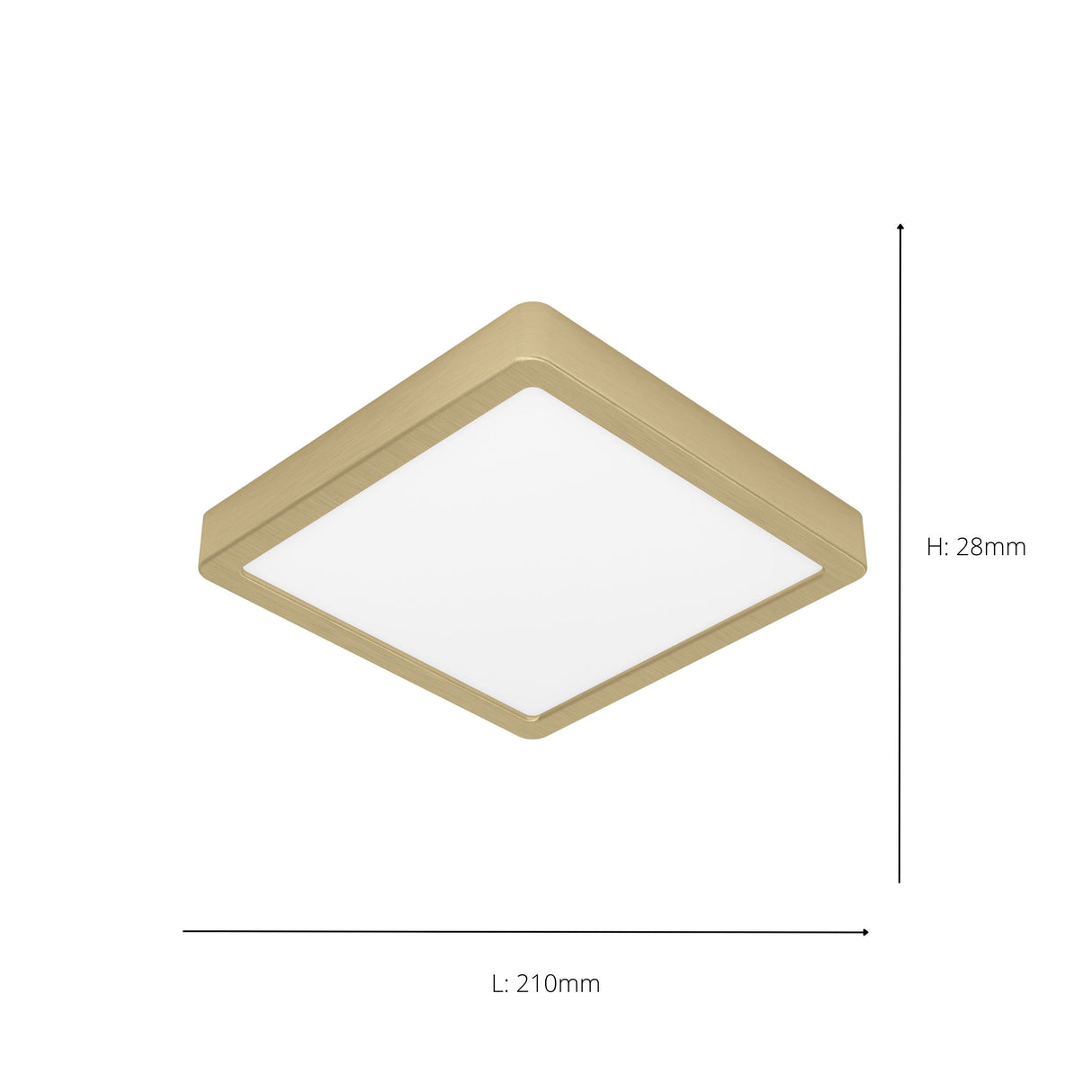 Eglo EU FUEVA?5 LED Surface?Mounted Light – Brushed Brass Steel, Warm White, Square Ceiling Light, Indoor Lighting