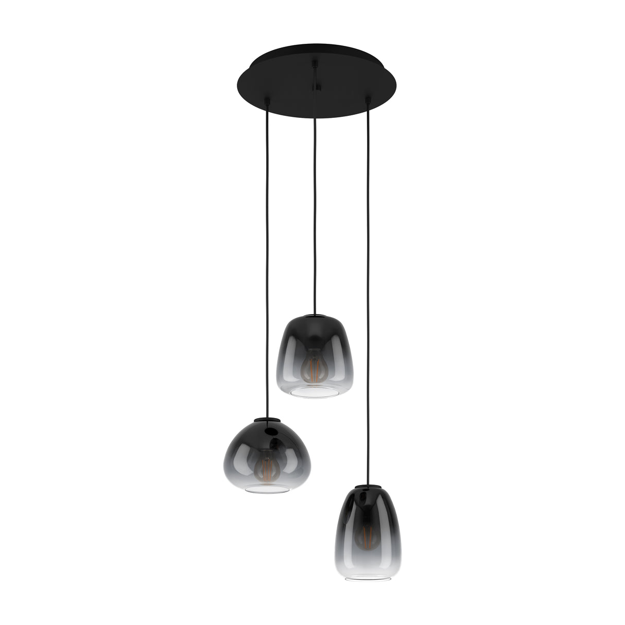 Eglo EU Aguilares Smoked Black Glass 3 Light Pendant