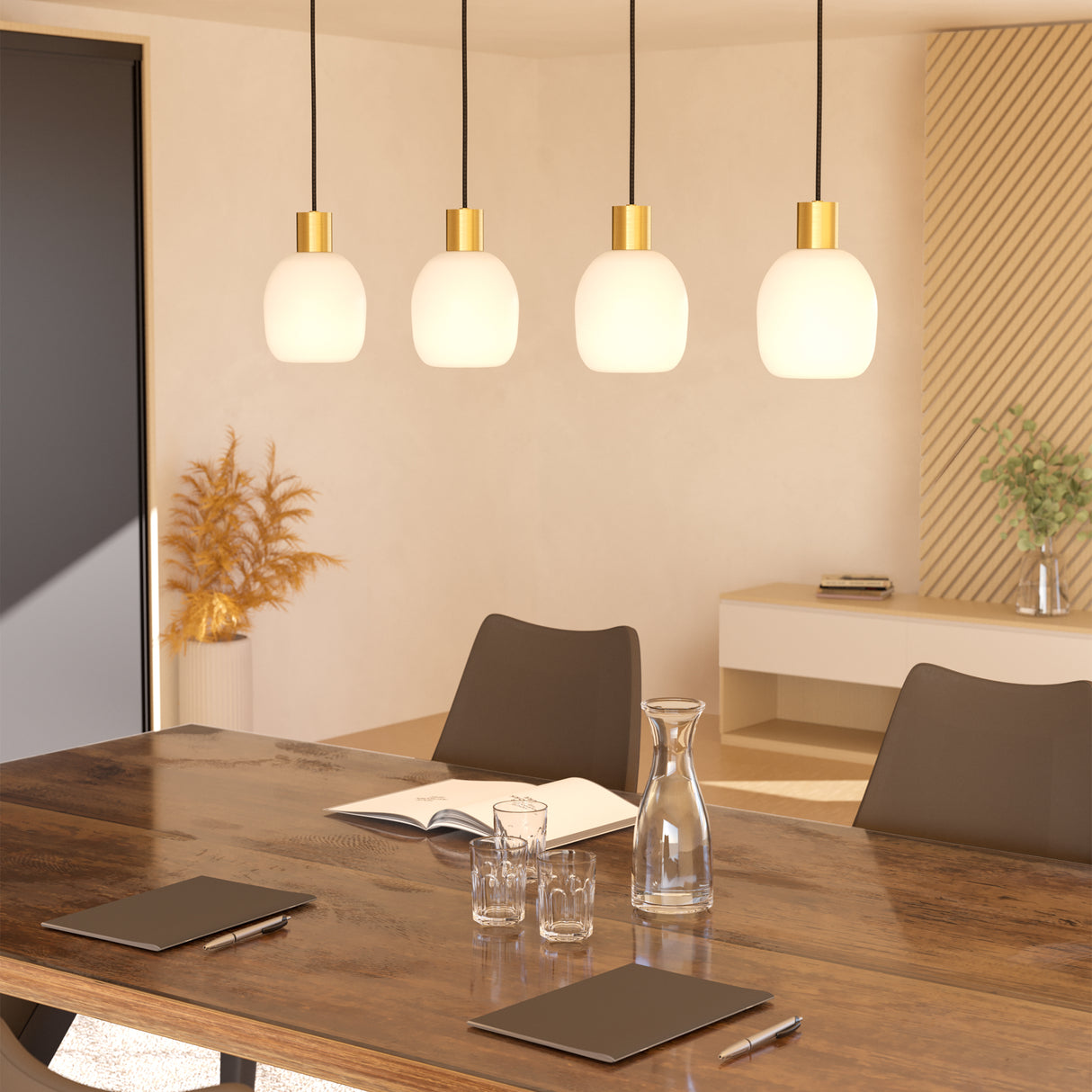 Eglo EU Manzanares Brushed Brass & Gold Steel Contemporaray 4-Light Pendant