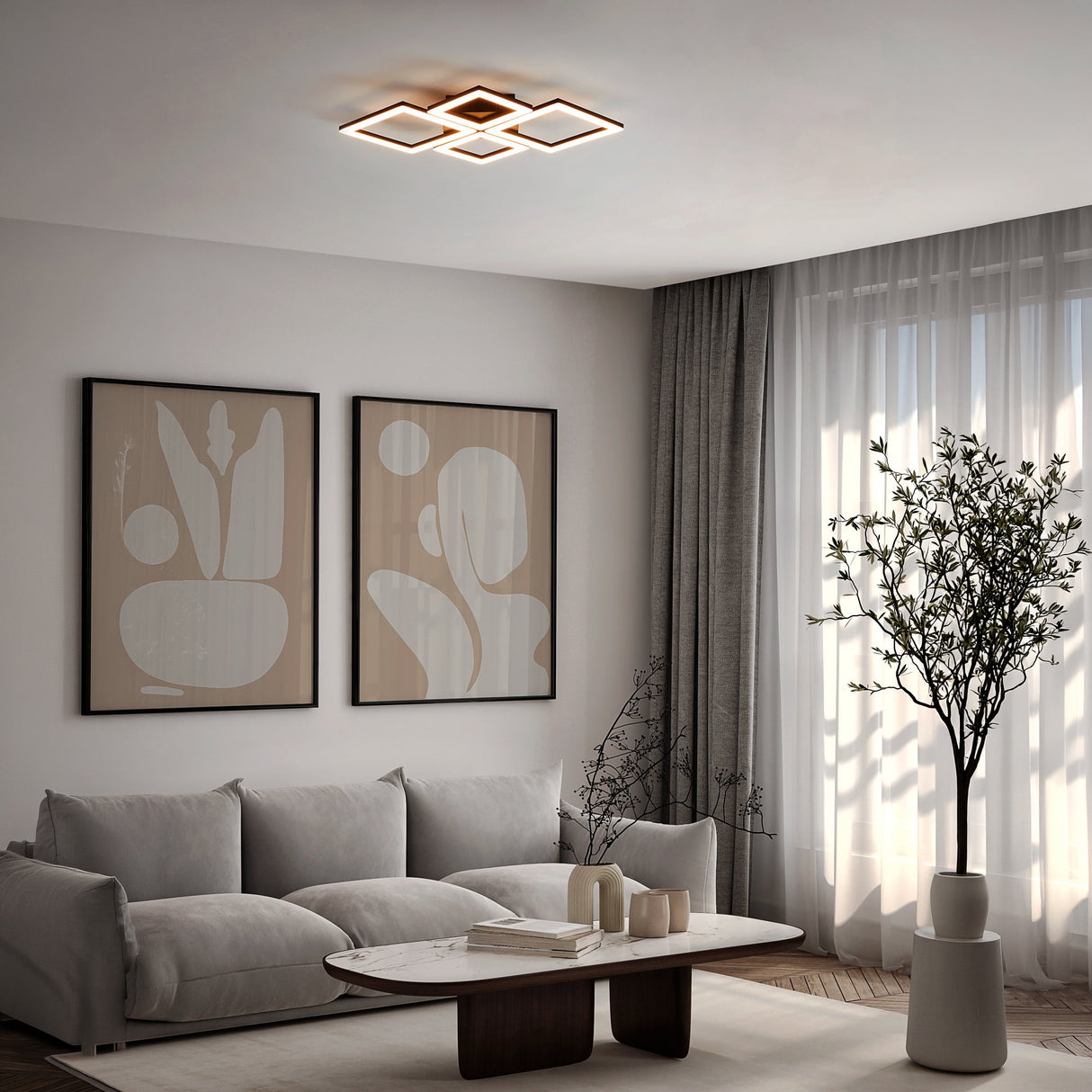 Eglo EU Paranday-Z Black Steel Smart Control, Colour Changing Ceiling Light, (L) 47cm