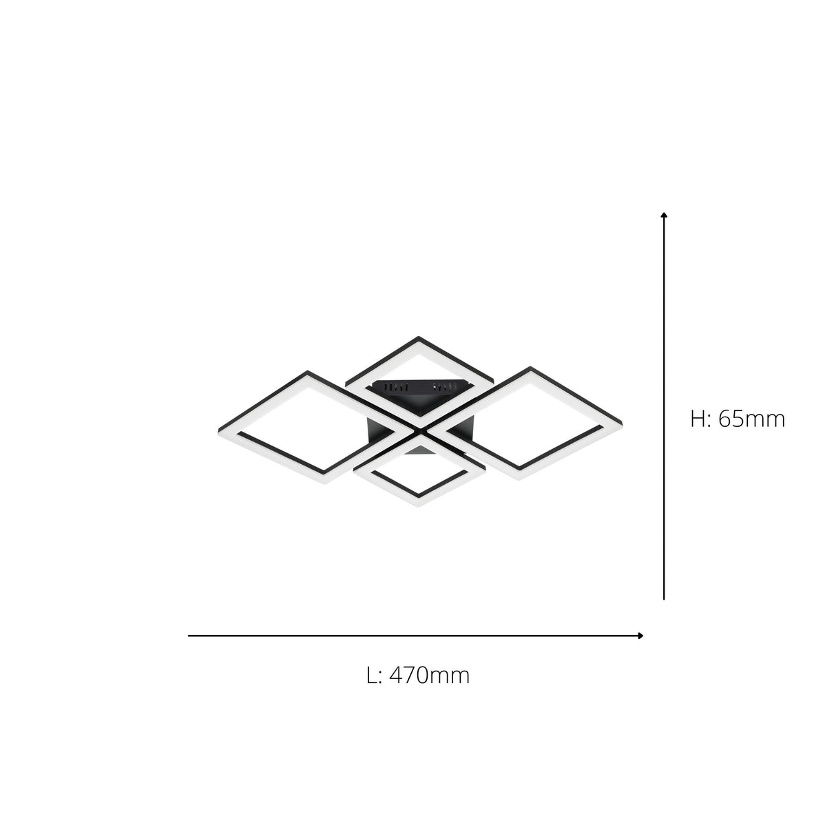 Eglo EU Paranday-Z Black Steel Smart Control, Colour Changing Ceiling Light, (L) 47cm