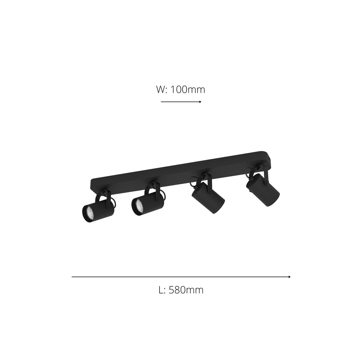 Eglo EU Sorego Black Steel Modern Minimalist LED 4-Light Spotlight