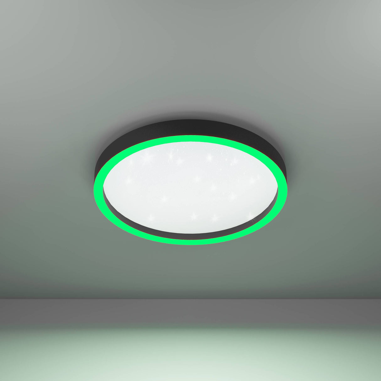 Eglo EU Montemorelos-Z Black Aluminium Modern Smart Control, Colour Changing Ceiling Light, (D) 42cm