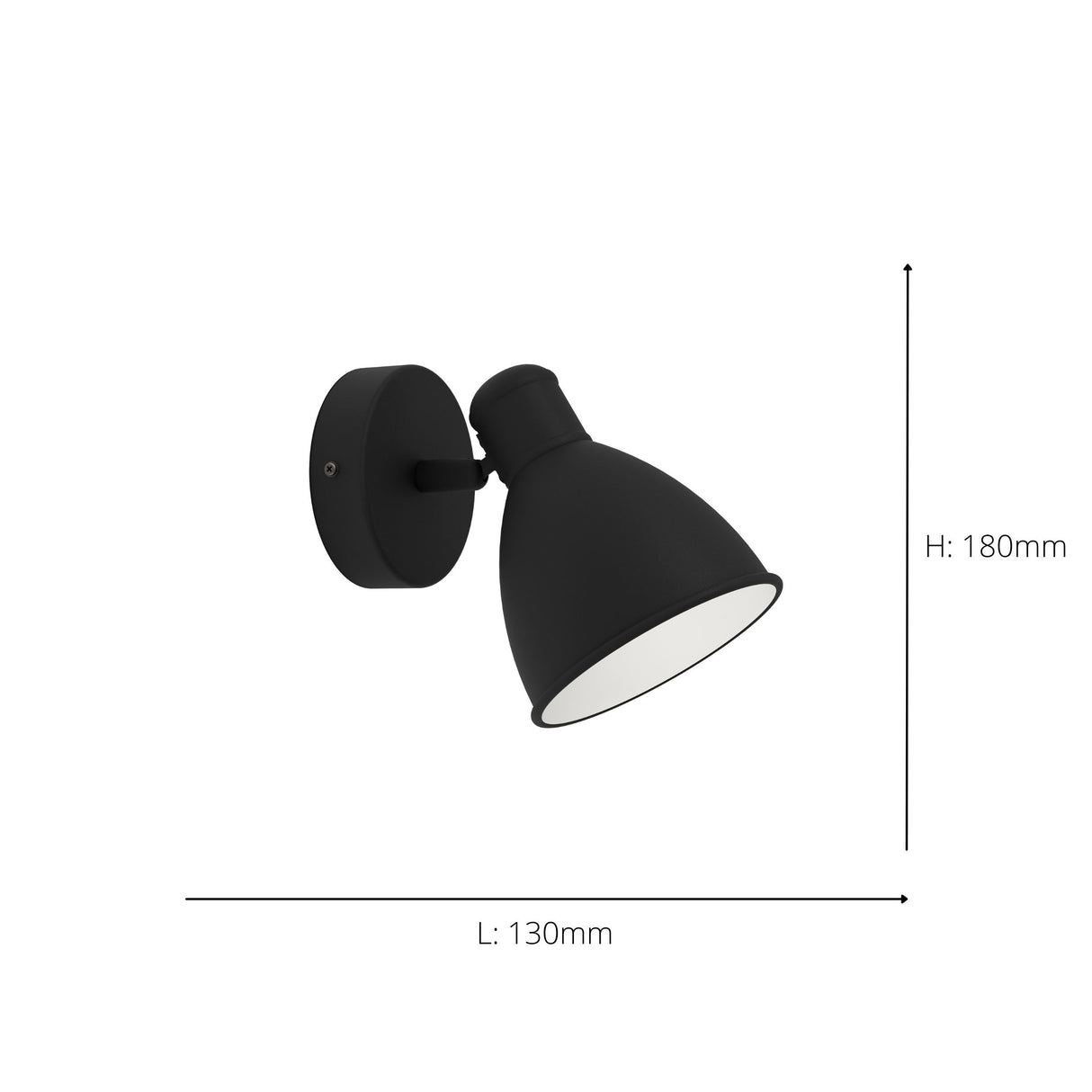 Eglo EU SAN?PERI?1 Wall Light – Black & White Steel, GU10 LED, Warm White, IP44 Indoor Wall Spotlight