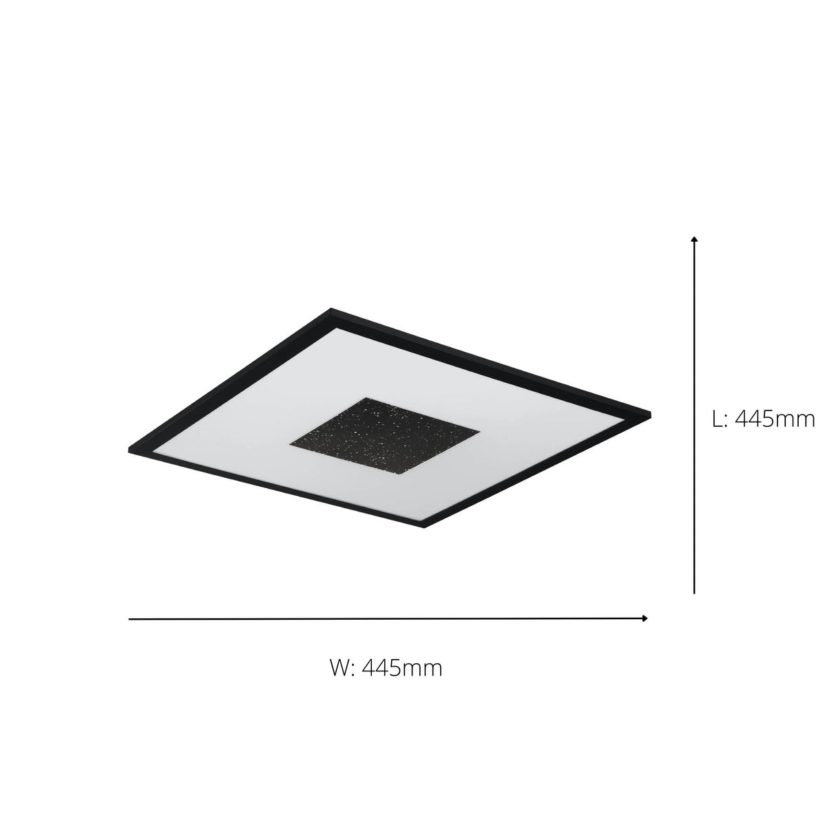 Eglo EU Marmorata LED Ceiling Light Square Black Panel with Night Sky Effect, Warm White 3000K