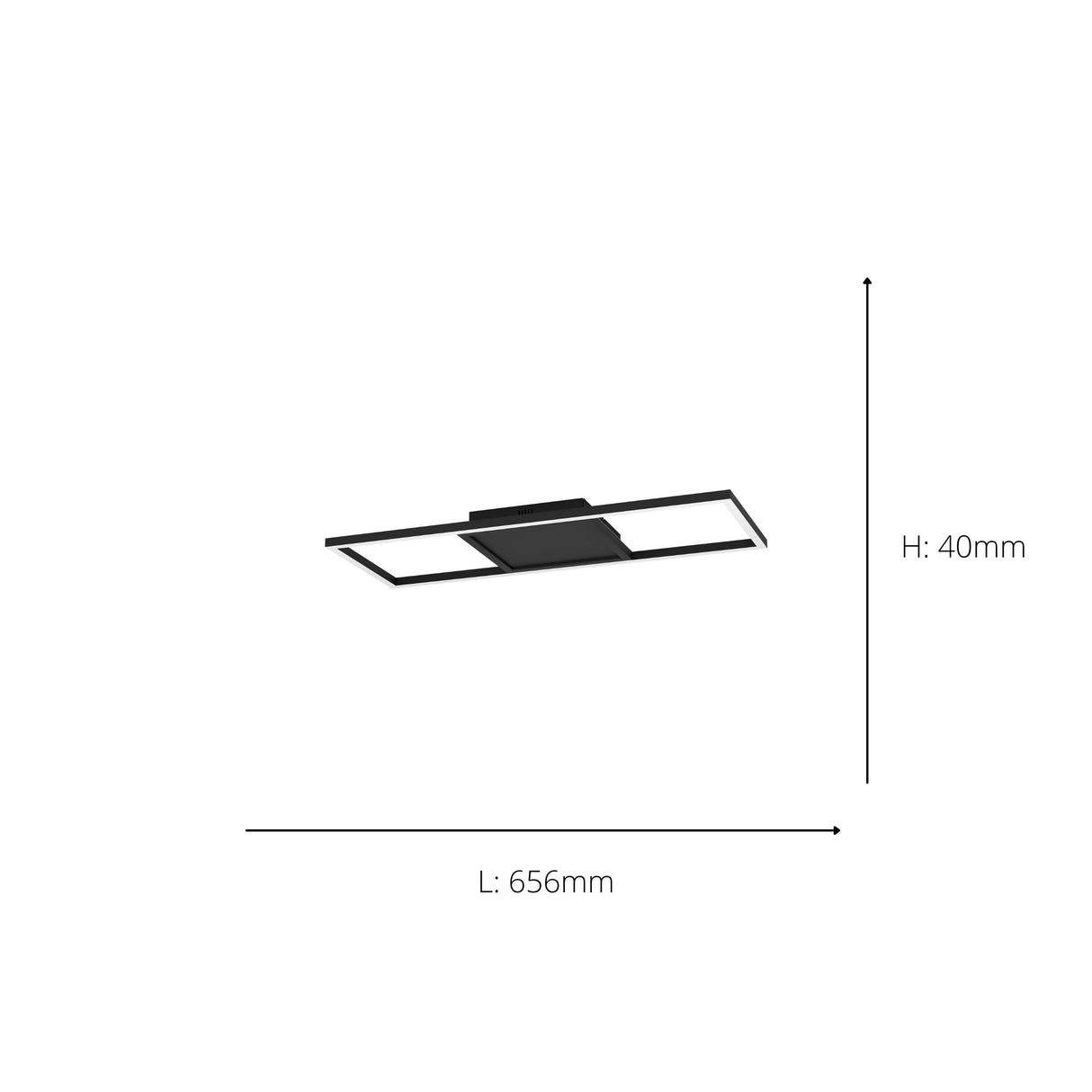 Eglo EU Calagrano-Z Black Aluminium & Steel LED Smart Control Ceiling Light, Rectangular