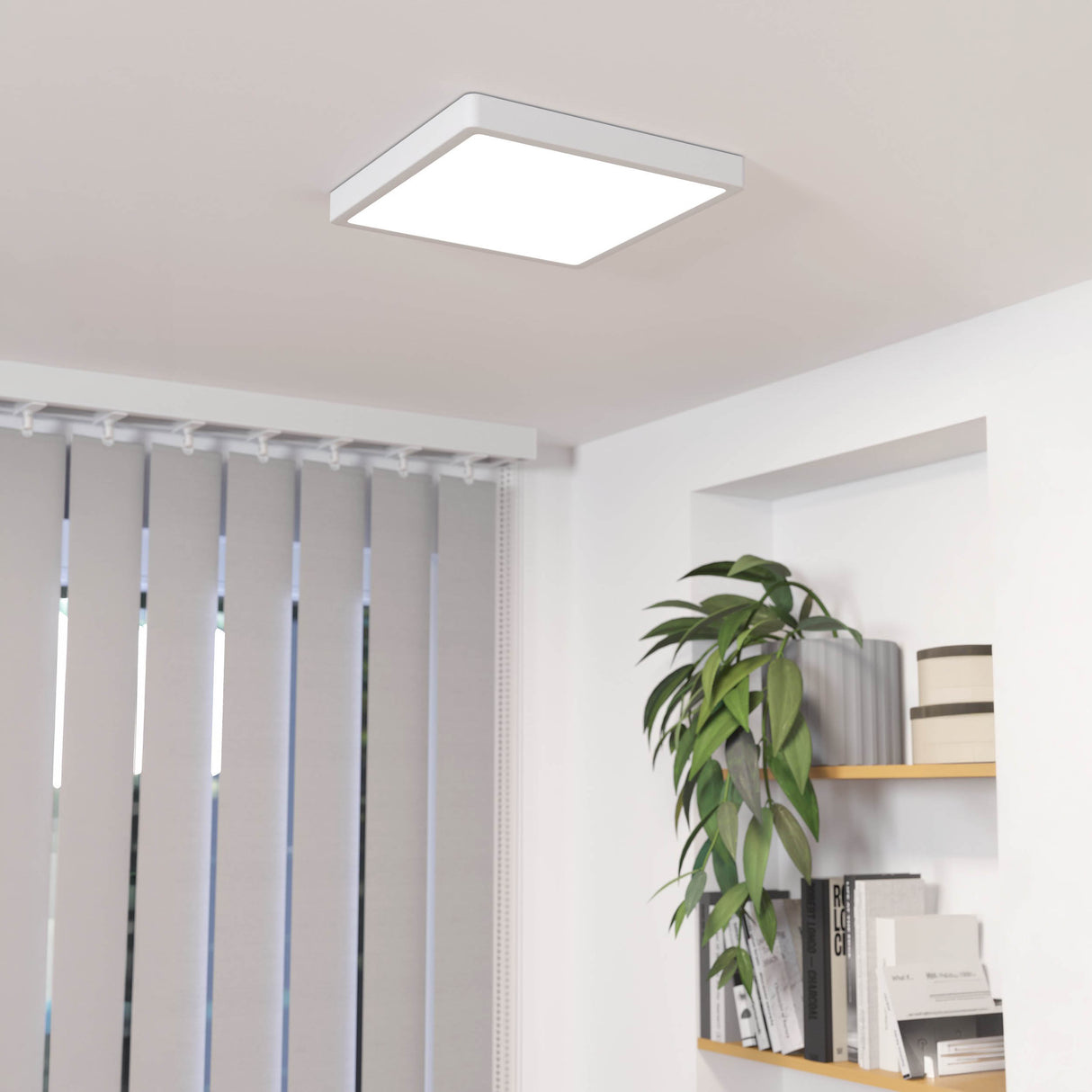 Eglo EU FUEVA?5 Surface?Mounted LED Ceiling Light – White Steel, Square, Dimmable Warm White, Indoor Lighting